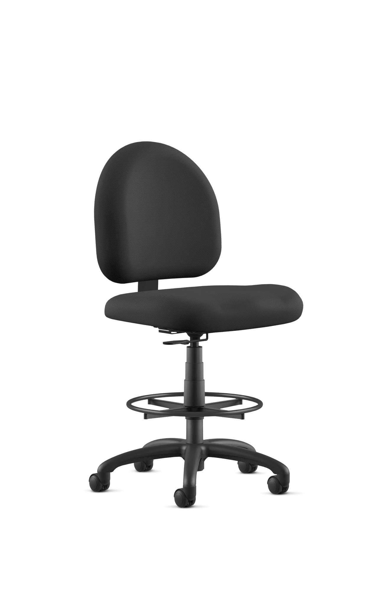 9 To 5 LOGIC 1726 Black Fabric 10-Drafting Stool with Foot Ring and Mid Back Support - Ergonomic Office Chair for Architects, Artists & Designers - Perfect for Drafting Tables, Studios & Workspaces