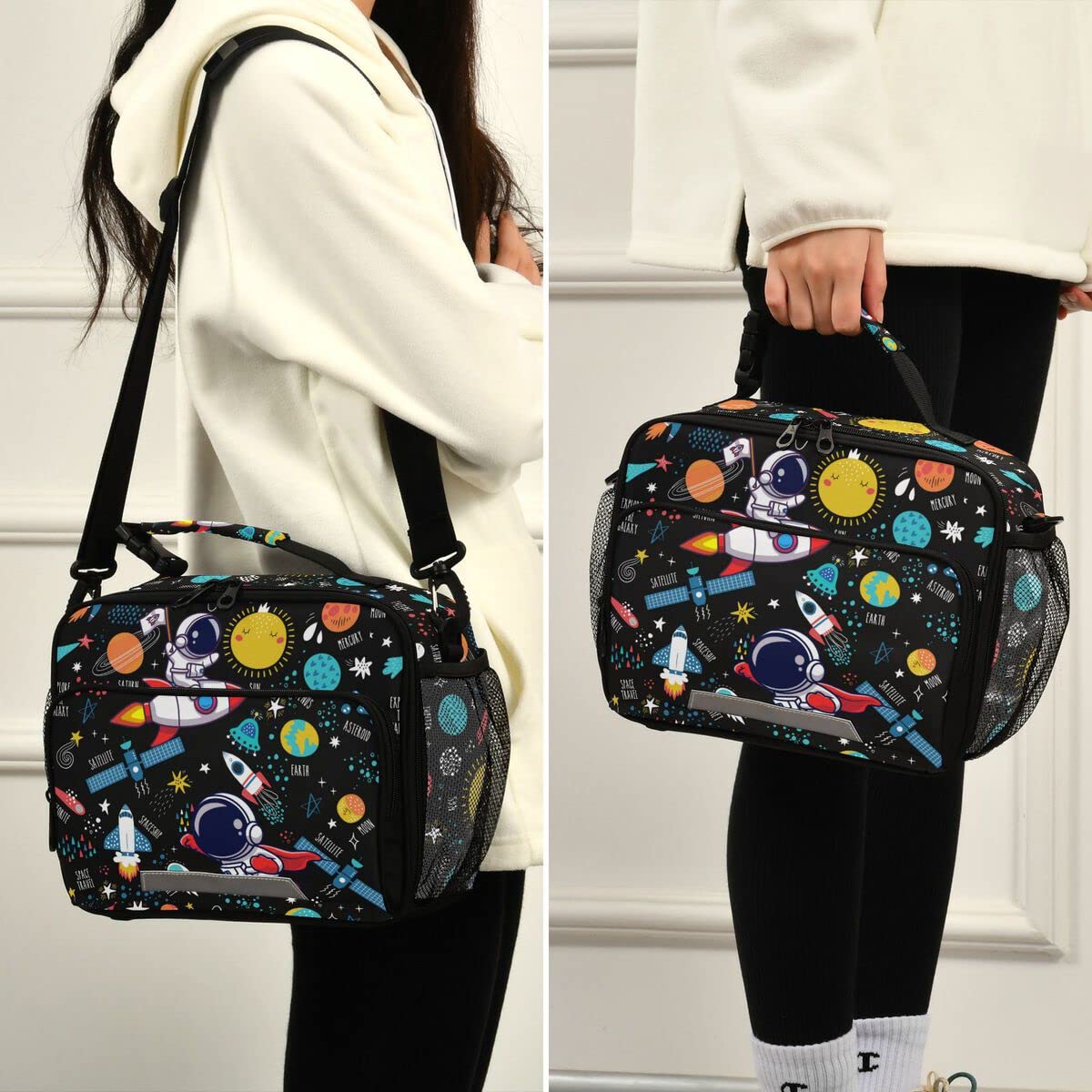 Space Astronaut Insulated Lunch Bag for Women & Men - Adjustable Shoulder Strap, Leakproof Lunch Tote for Work, Office, School & Picnic - Perfect for Adults & Kids Daily Use
