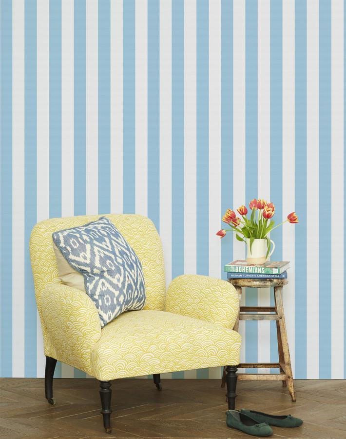 Wallshoppe 'Candy Stripe' Wallpaper - Baby Blue Peel & Stick Removable Wallpaper for Nursery, Bedroom, and Home Decor