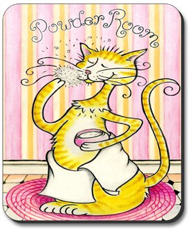 Cat-Themed Art Plates & Powder Room Mouse Pad - Cute Home & Office Desk Decor for Cat Lovers
