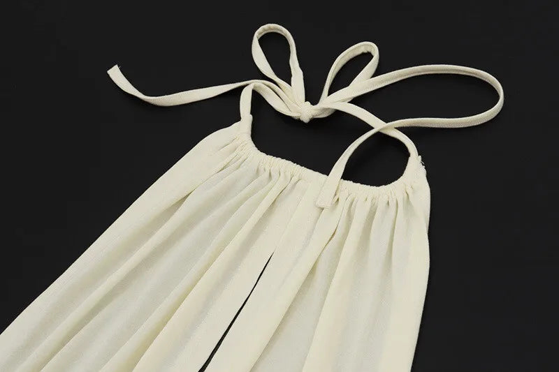 Sexy Backless Tassel Mini Dress for Women - Summer Hollow Out Halter Sleeveless High Waist Ruched Bodycon Club Dress | Perfect for Night Out, Party, and Date Night