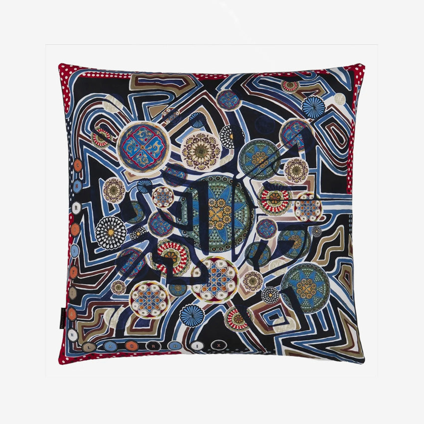 Christian Lacroix Omnitribe Decorative Cushion Cover - Azur Blue Bohemian Style Pillow Case for Sofa, Bed, Living Room Decor