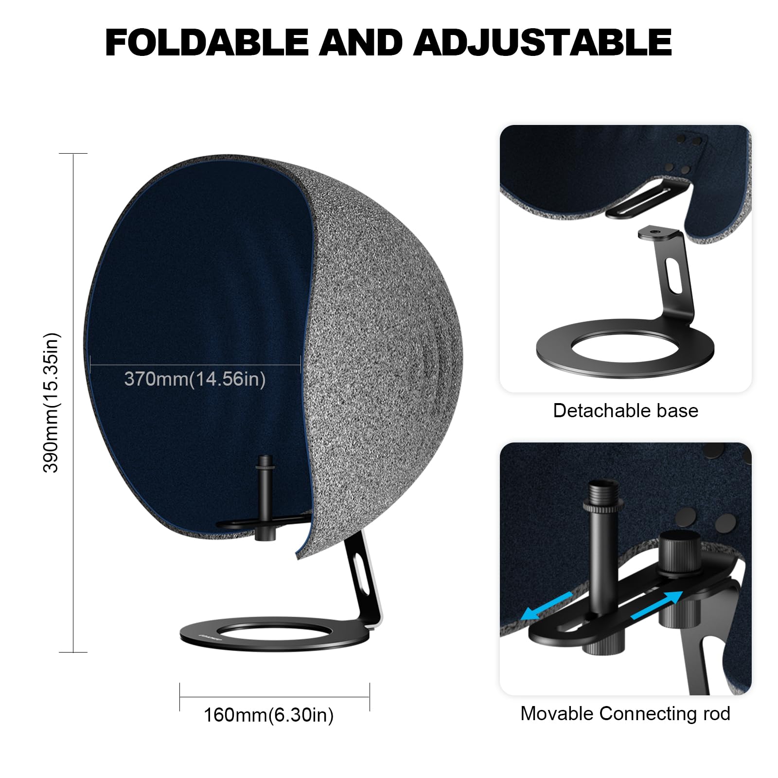 Professional Microphone Isolation Shield - Aokeo 2024 Studio-Grade Acoustic Foam Panel for Blue Yeti, Snowball iCE, HyperX QuadCast & SoloCast | 360° Noise Reduction for Podcasting, Voiceovers & Music Recording | Home Studio & Professional Recording Setup