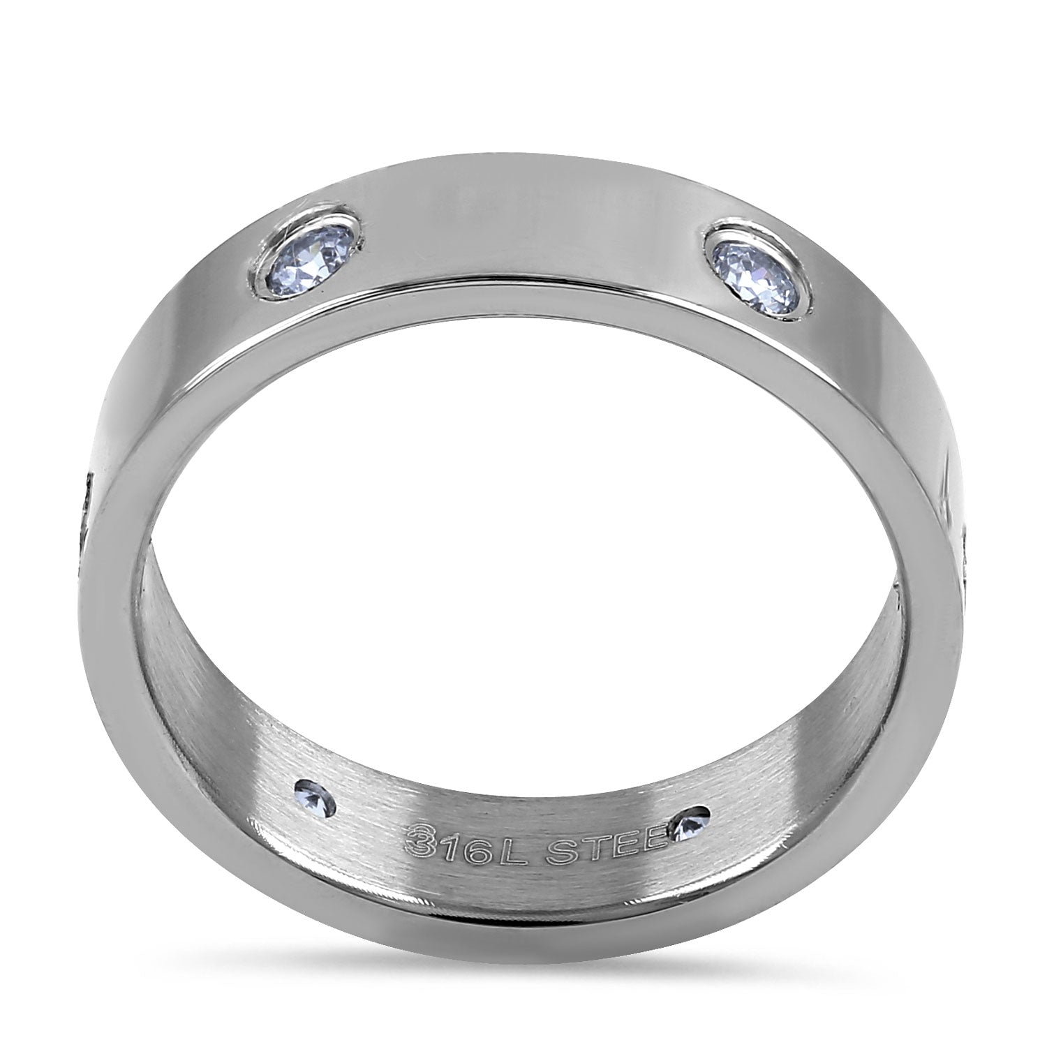 Stainless Steel CZ Band Ring for Women - Elegant Cubic Zirconia Wedding Engagement Promise Ring - Perfect for Anniversary, Valentine's Day Gift & Everyday Wear