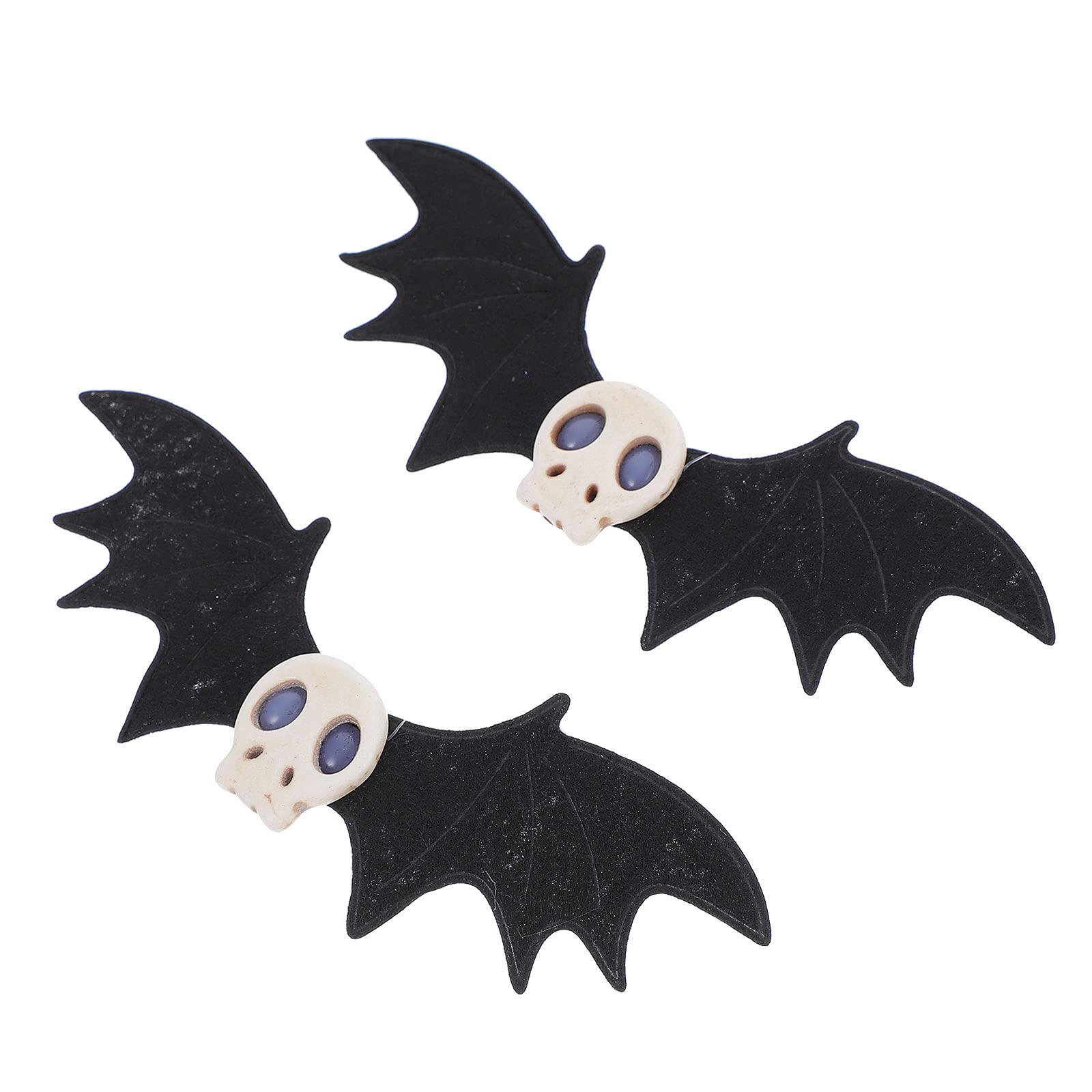 2pcs Halloween Skull Bat Hair Clips for Girls - Gothic Hair Accessories for Halloween Party, Cosplay, Festival & Costume - Cute Bat Skull Hairpins for Women & Teens