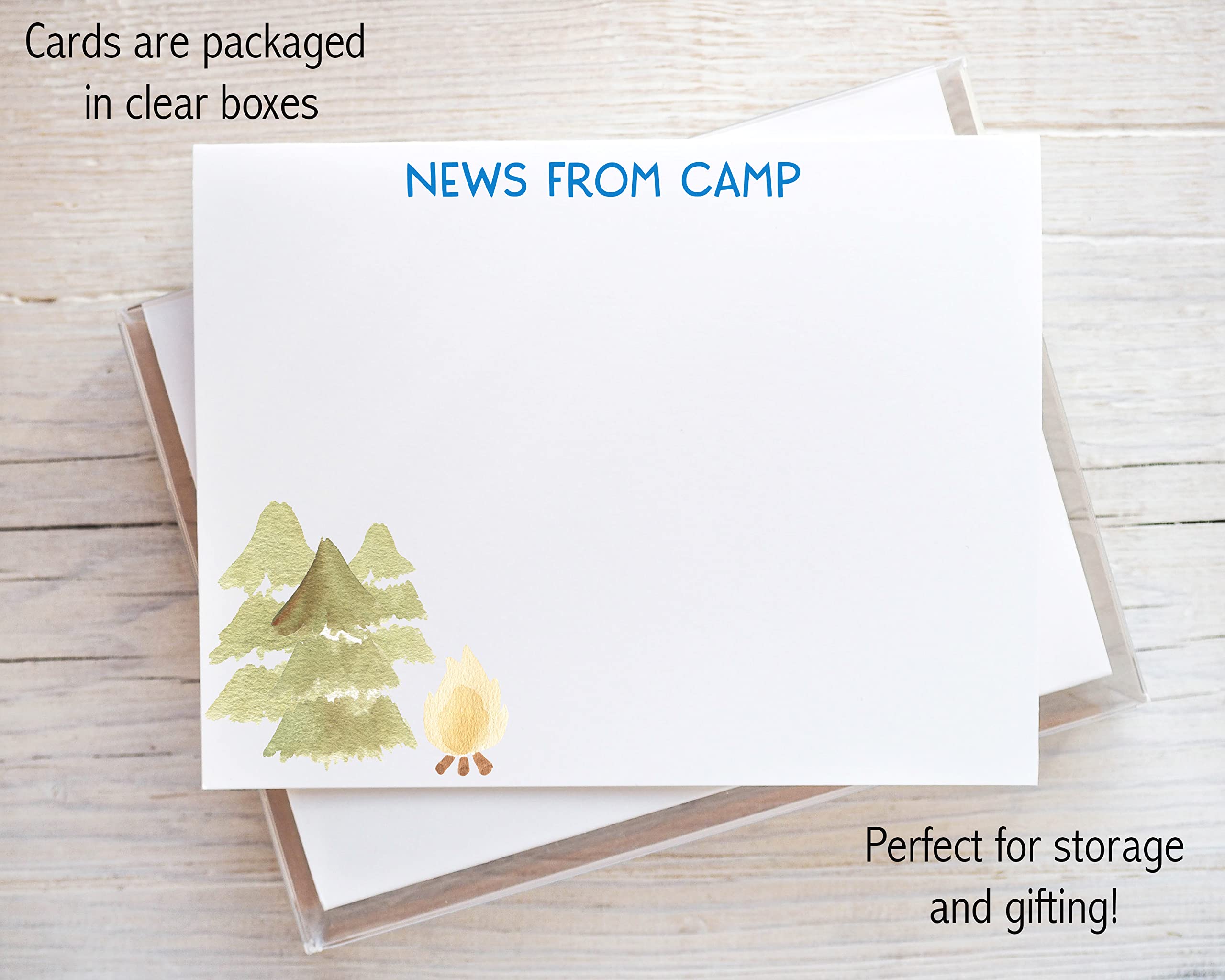 Camp FLAT Greeting Cards for Kids - 22-Pack Stationery Set with Envelopes for Boys & Girls at Sleepaway Camp | Perfect for Summer Camp Letters, Friendship Notes & Homesick Messages
