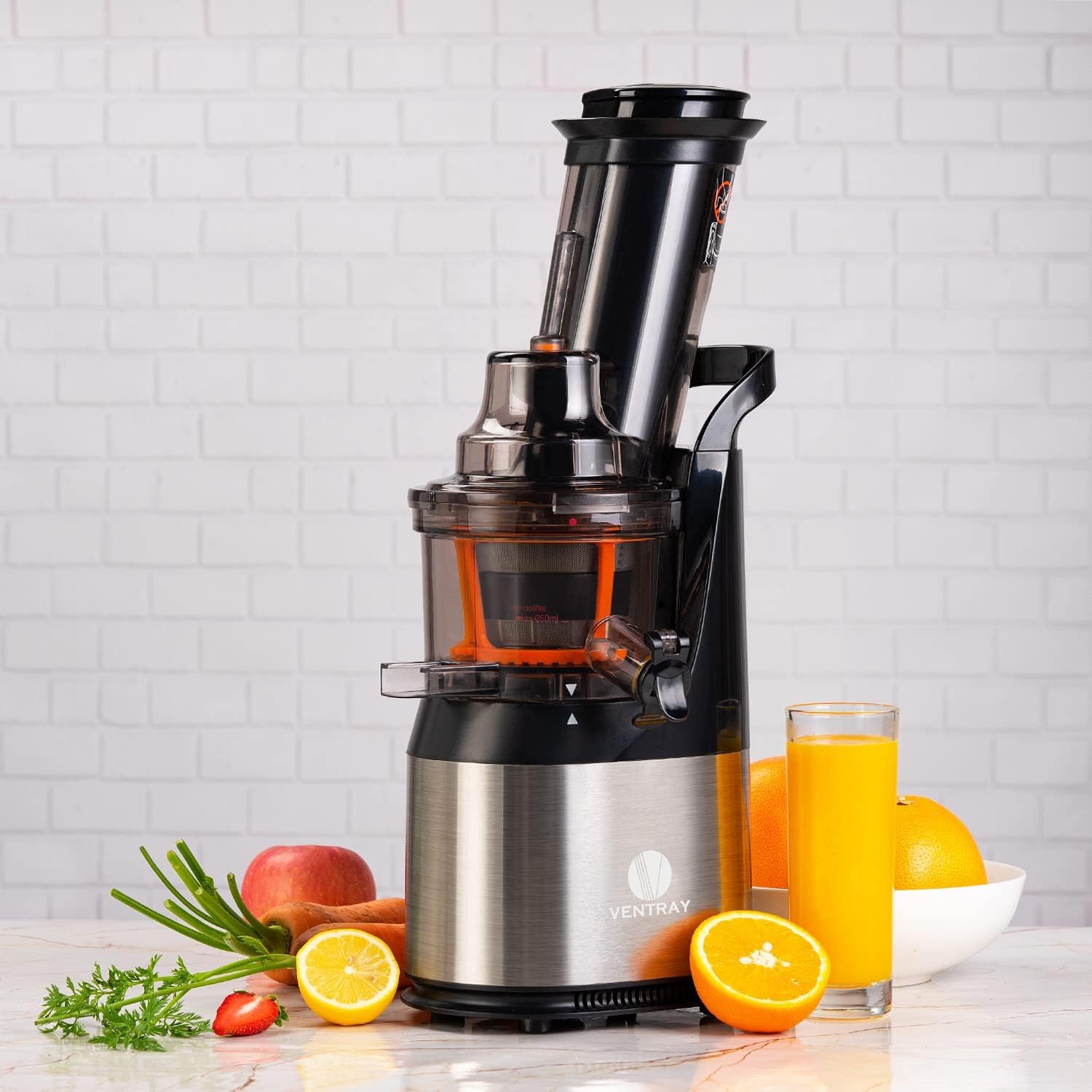 Ventray Cold Press Juicer - 240W Slow Masticating Juicer Machine with 3-inch Large Feed Chute for Whole Fruits & Vegetables, High Juice Yield, Easy to Clean - Perfect for Healthy Juicing, Detox Drinks, and Raw Food Diets at Home