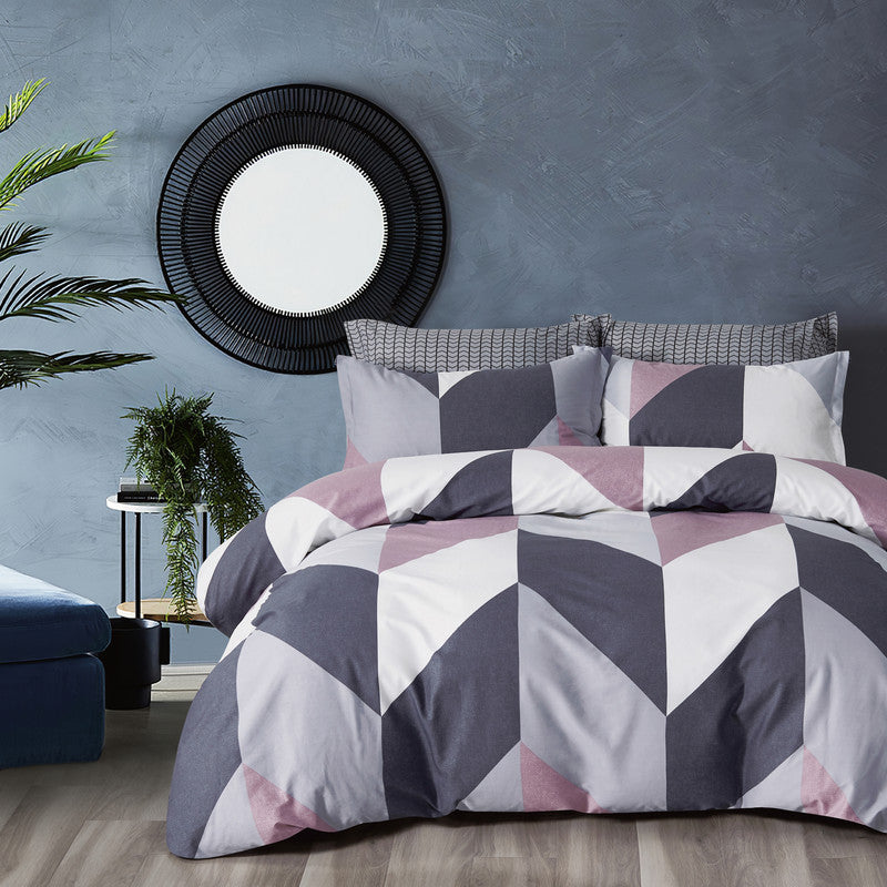 100% Cotton Reversible Quilt Cover Set - Dylan Pattern Queen Size Bedding - Soft & Breathable Duvet Cover for All-Season Comfort - Perfect for Master Bedroom, Guest Room & Dorm Decor