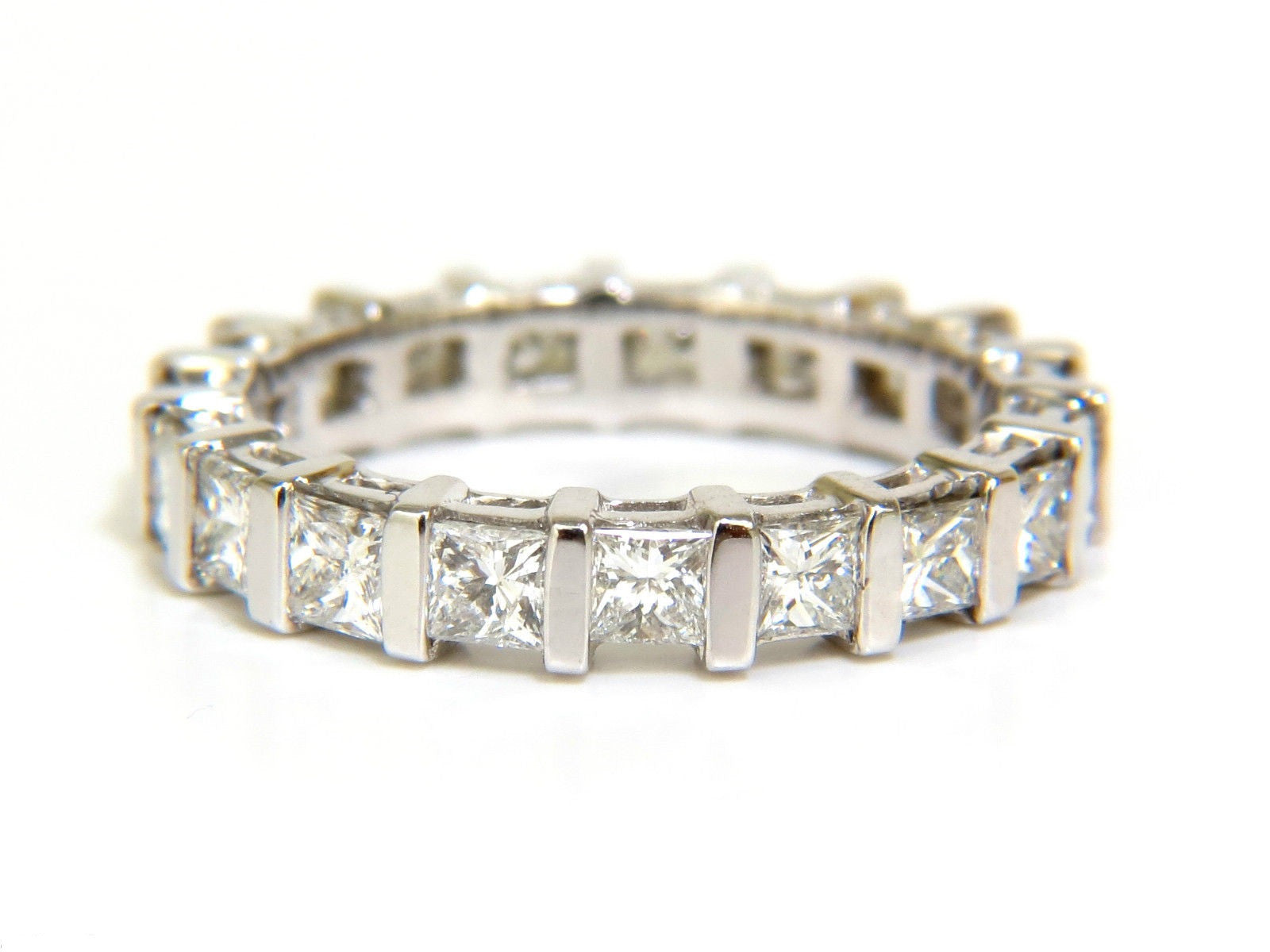 2.85CT Princess Cut Diamond Eternity Ring in 14KT Gold, H/VS Quality, Size 7.25, Channel Setting - Perfect for Anniversaries, Engagements & Special Occasions