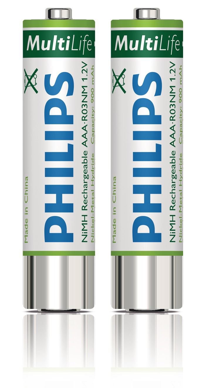 Philips LFH9154/00 Rechargeable NiMH AAA Batteries - 4-Pack High Capacity 800mAh for Digital Cameras, Wireless Mice & Kids Toys