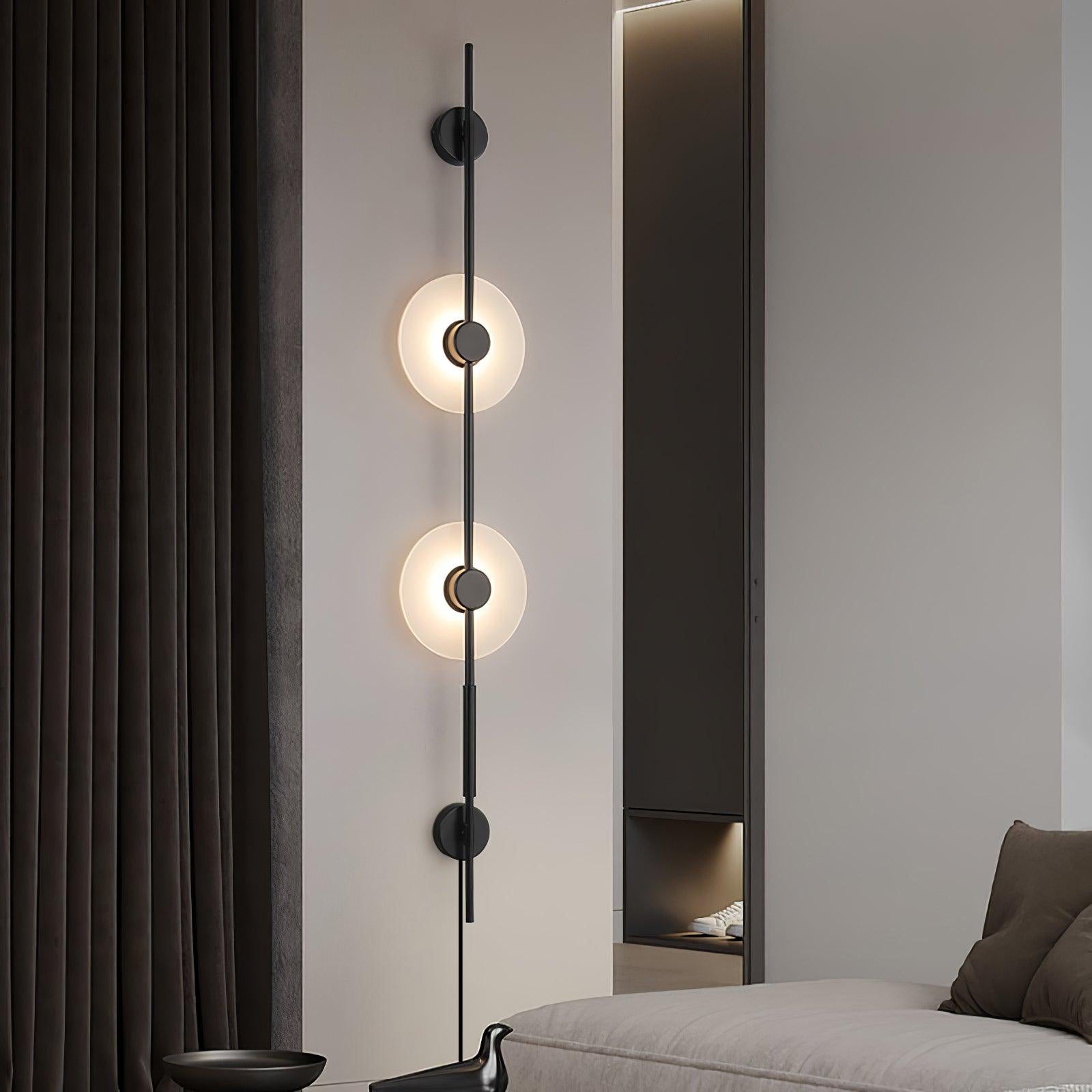 Alabaster Vertical Plug-in Wall Sconce Light Fixture - Modern Plug Mounted Wall Lamp for Bedroom, Living Room & Hallway Lighting