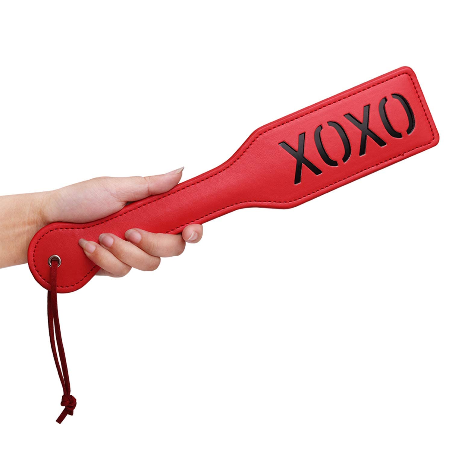 XOXO Adult Spanking Paddle - 12.8 Inch Faux Leather BDSM Toy for Couples Play - Perfect for Sensual Spanking & Role Play Scenes