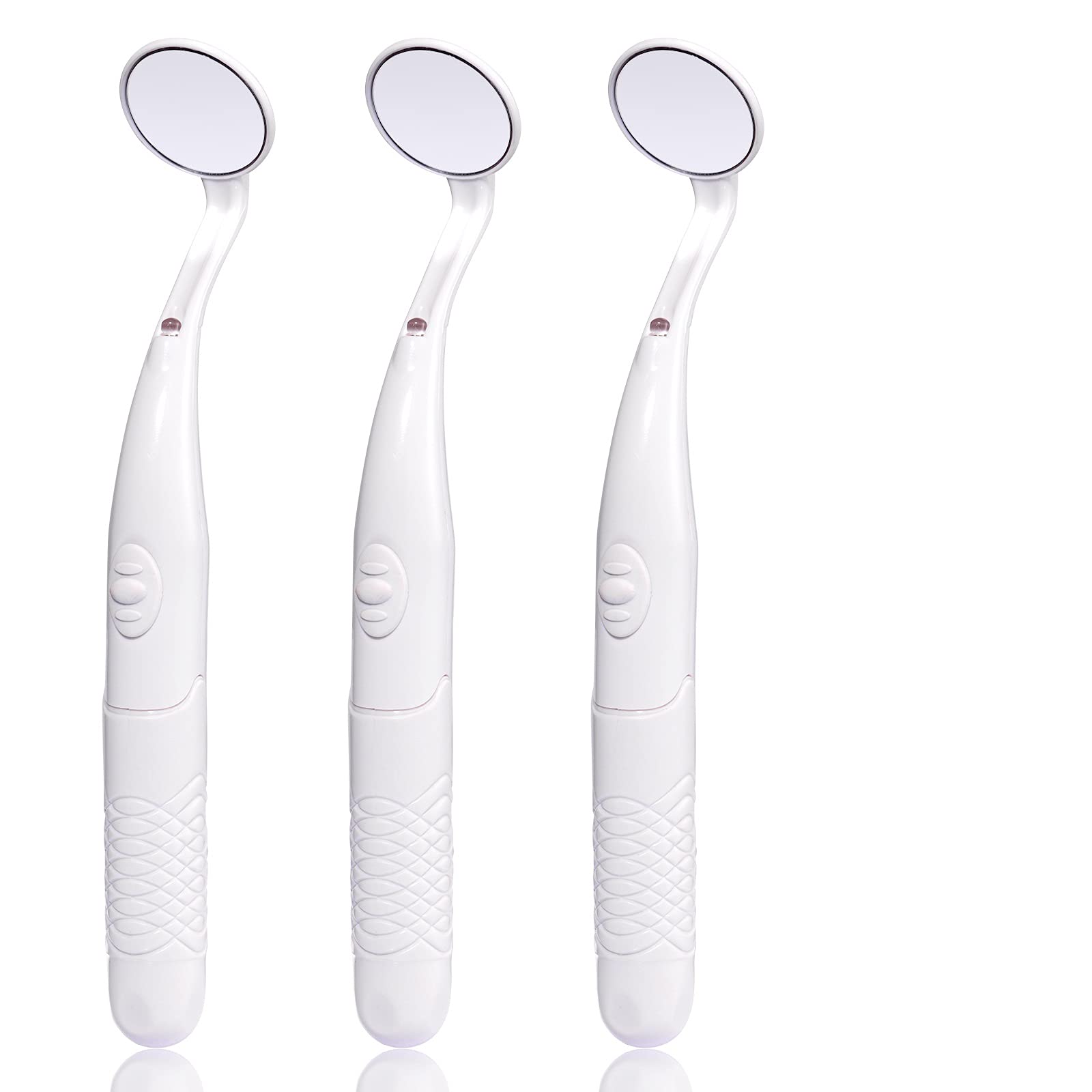 3 Packs LED Dental Mirror with Light - Anti-Fog Curved Mouth Mirror for Dentist & Home Oral Care - Teeth Inspection Tool for Dental Exams, Braces Check & Oral Hygiene (Set of 3)