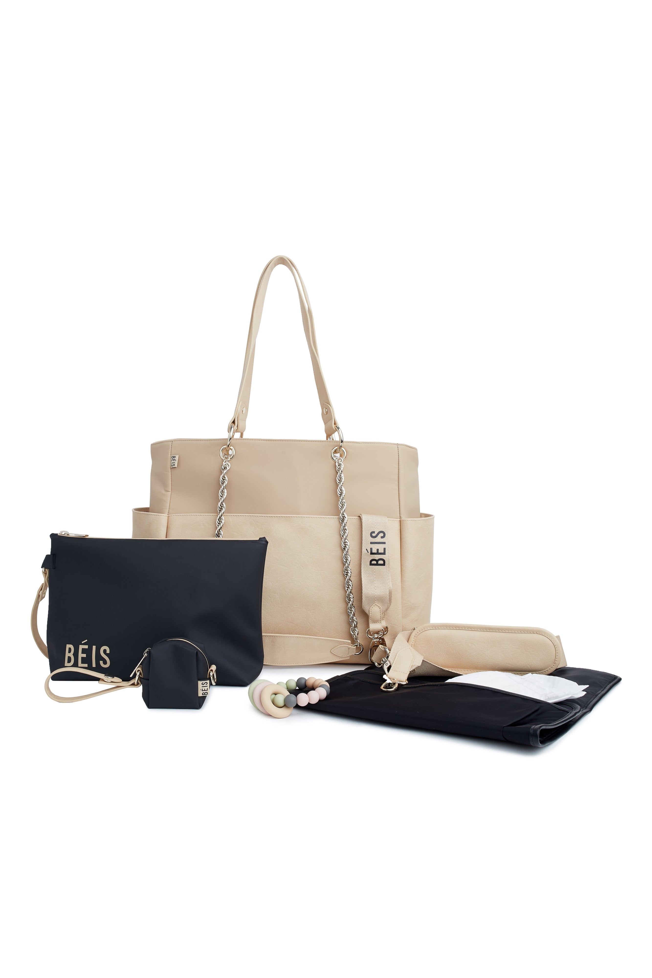 Premium Beige Diaper Bag for Moms - Waterproof, Spacious & Stylish Baby Essentials Organizer - Perfect for Travel, Daycare & On-the-Go Parenting