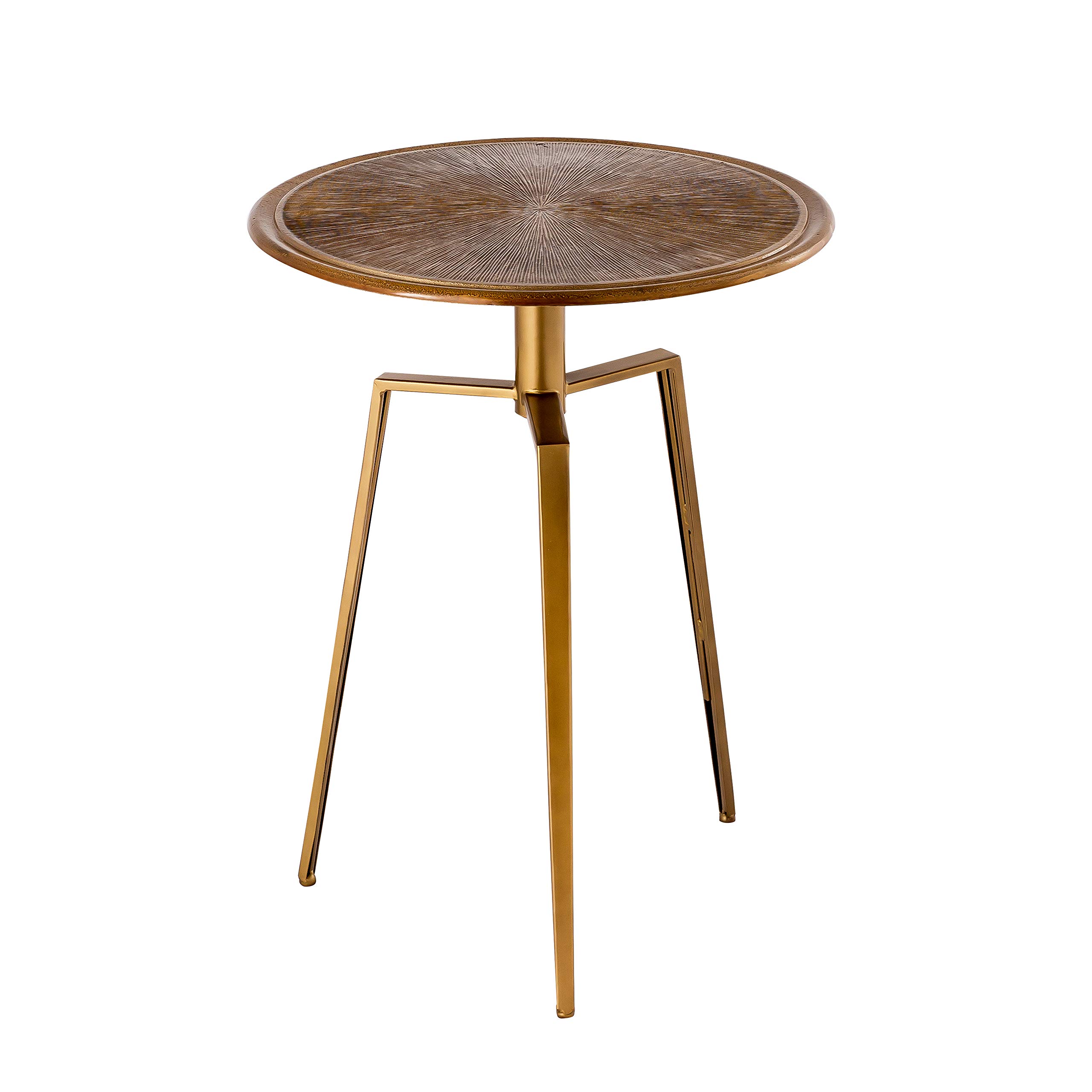 Pasargad Home Byzantine Delos Design Round Side Table - Antique Brass Finish Metal Accent Table for Living Room, Bedroom & Office - Perfect for Coffee, Books & Decor