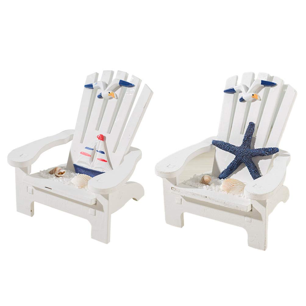 BESPORTBLE 2Pcs Miniature Beach Chairs - Tiny Wooden Cake Topper Decor, Nautical Dollhouse Furniture & Mini Landscape Accessories for Photo Props, DIY Crafts, and Dollhouse Decor | Perfect for Wedding Cakes, Beach Themed Parties, and Miniature Displays