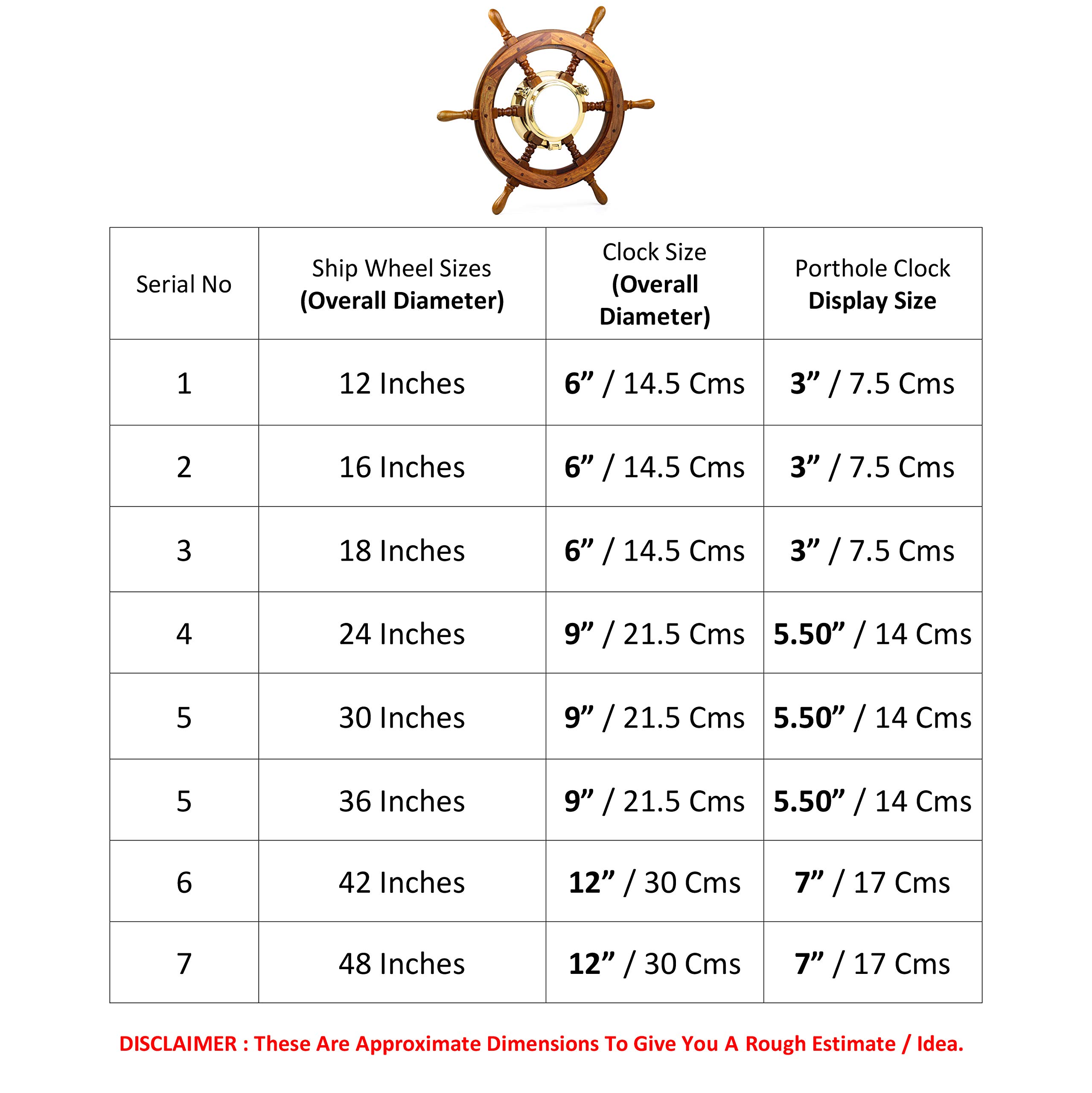 Pirate Style Nautical Wooden Ship Wheel - 36 Inch Teak Finish Maritime Decor for Beach House, Captain's Cabin & Coastal Home Decor | Perfect Gift for Sailors & Sea Lovers