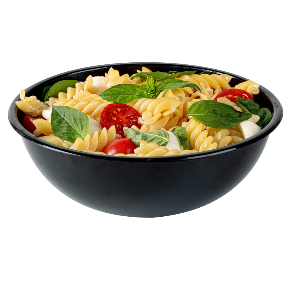 Restaurantware 21oz Recyclable Plastic Salad Bowls - 200-Pack Disposable Large Black Food Containers for Pasta, Salads, Takeout | Eco-Friendly Catering & Party Supplies