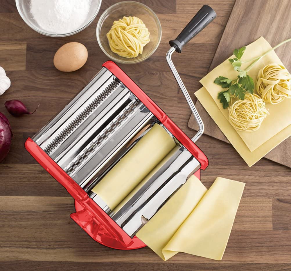 Cestari Ultimate Stainless Steel Pasta Maker Machine with Patented Suction Base - 150mm Pasta Roller with Hand Crank, Cutter & Recipes - Perfect for Homemade Pasta, Ravioli, Lasagna & Italian Cooking