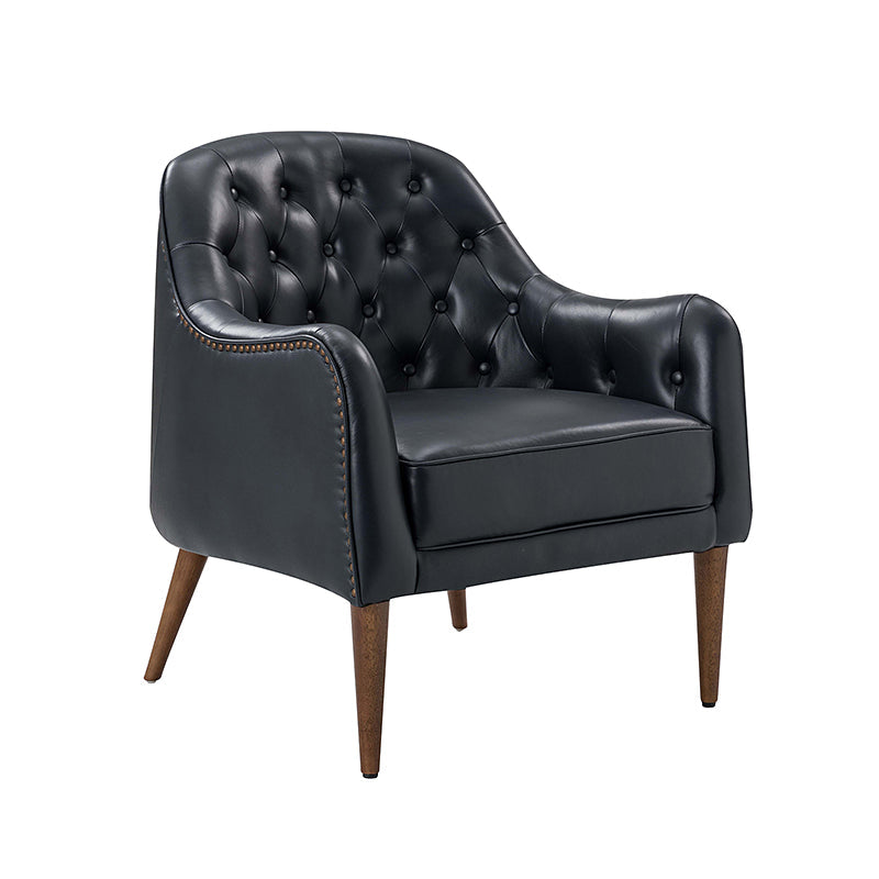 **Casio Genuine Leather Barrel Chair with Wooden Legs – Stylish Accent Chair for Living Room, Office, or Lounge**