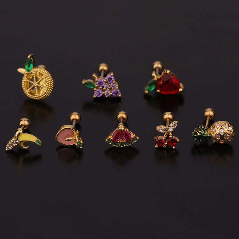 20G Cartilage Tiny Stud Earrings - Cute Fruit Shaped Ear Studs for Women | Perfect for Daily Wear, Parties & Gifts
