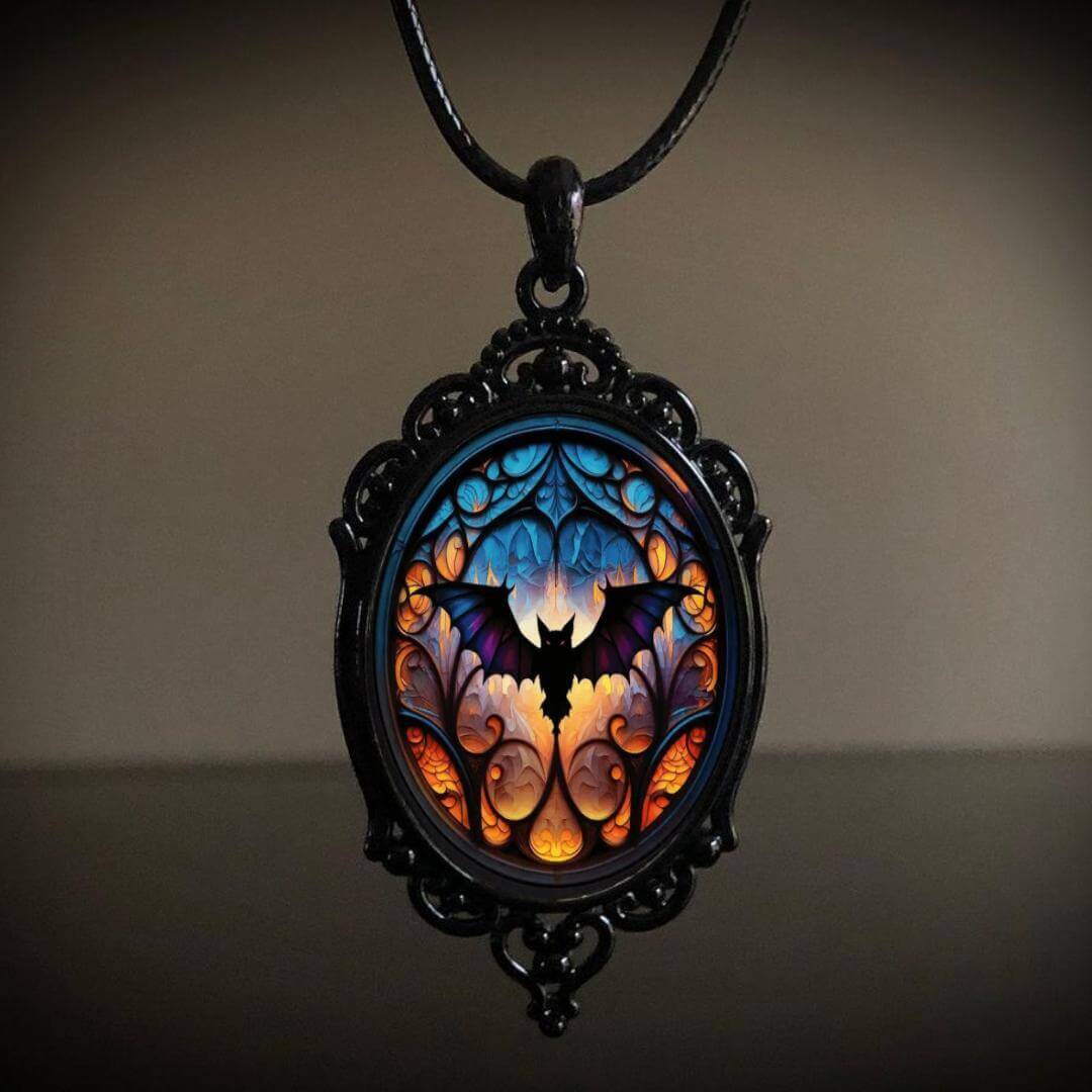 Gothic Cross Crow Raven Embossed Halloween Pendant Necklace for Women & Men | KY001 | Perfect for Halloween Costumes, Gothic Fashion & Dark Aesthetic Jewelry