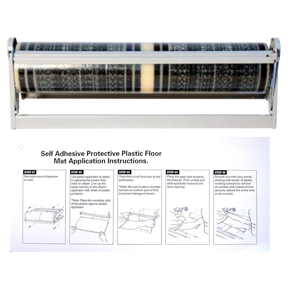 Car Carpet Protection Film Complete Starter Kit - 600ft Roll with Wall/Floor Mount Dispenser & Applicator Board | DIY Car Interior Protection for Moving, Construction & Home Renovation