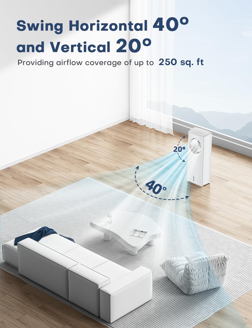 BALKO 1901R Portable Evaporative Air Cooler - White | Energy Efficient Cooling Fan for Home, Office & Outdoor Use | Perfect for Bedroom, Patio & Small Spaces
