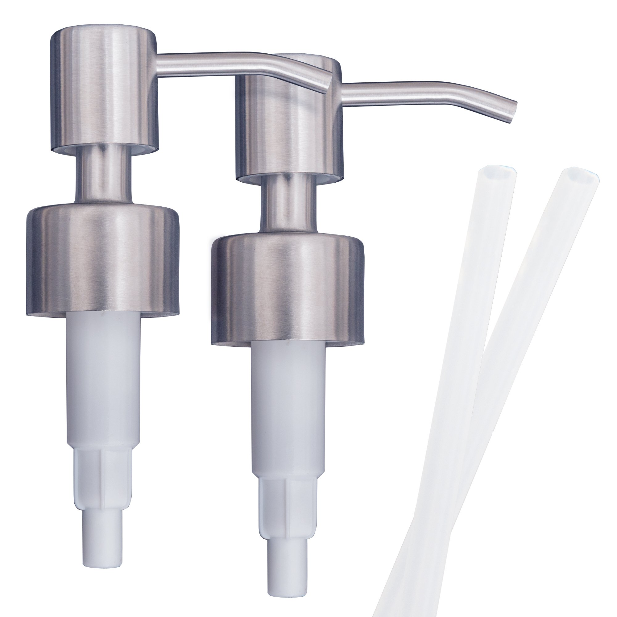Premium Brushed Nickel Stainless Steel Soap Dispenser Pump & Lotion Dispenser (2 Pack) - Ideal for Bathroom, Kitchen, and Salon Use