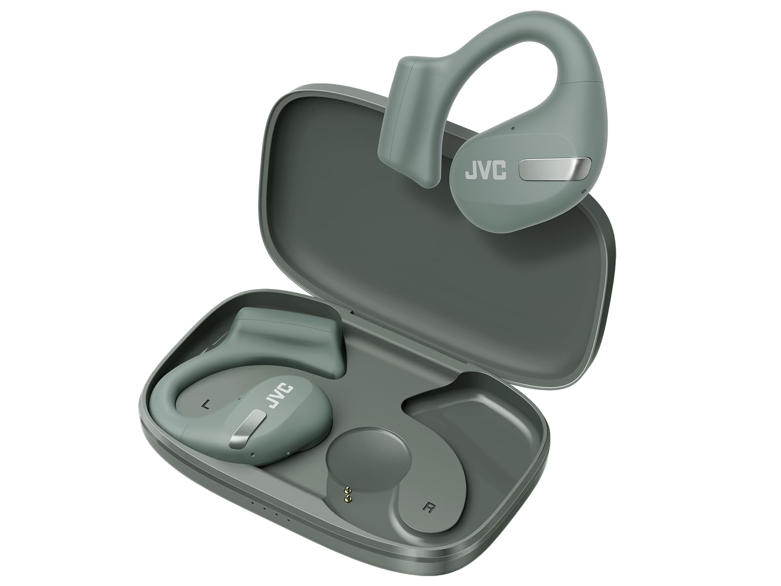 JVC HA-NP50T-G True Wireless Open Ear Earbuds with Active Noise Reduction, 38H Playtime, BT 5.3, IPX4 Waterproof - Sage Green | Multi-Point Connectivity, Mic Muting | Perfect for Running, Gym & Outdoor Activities