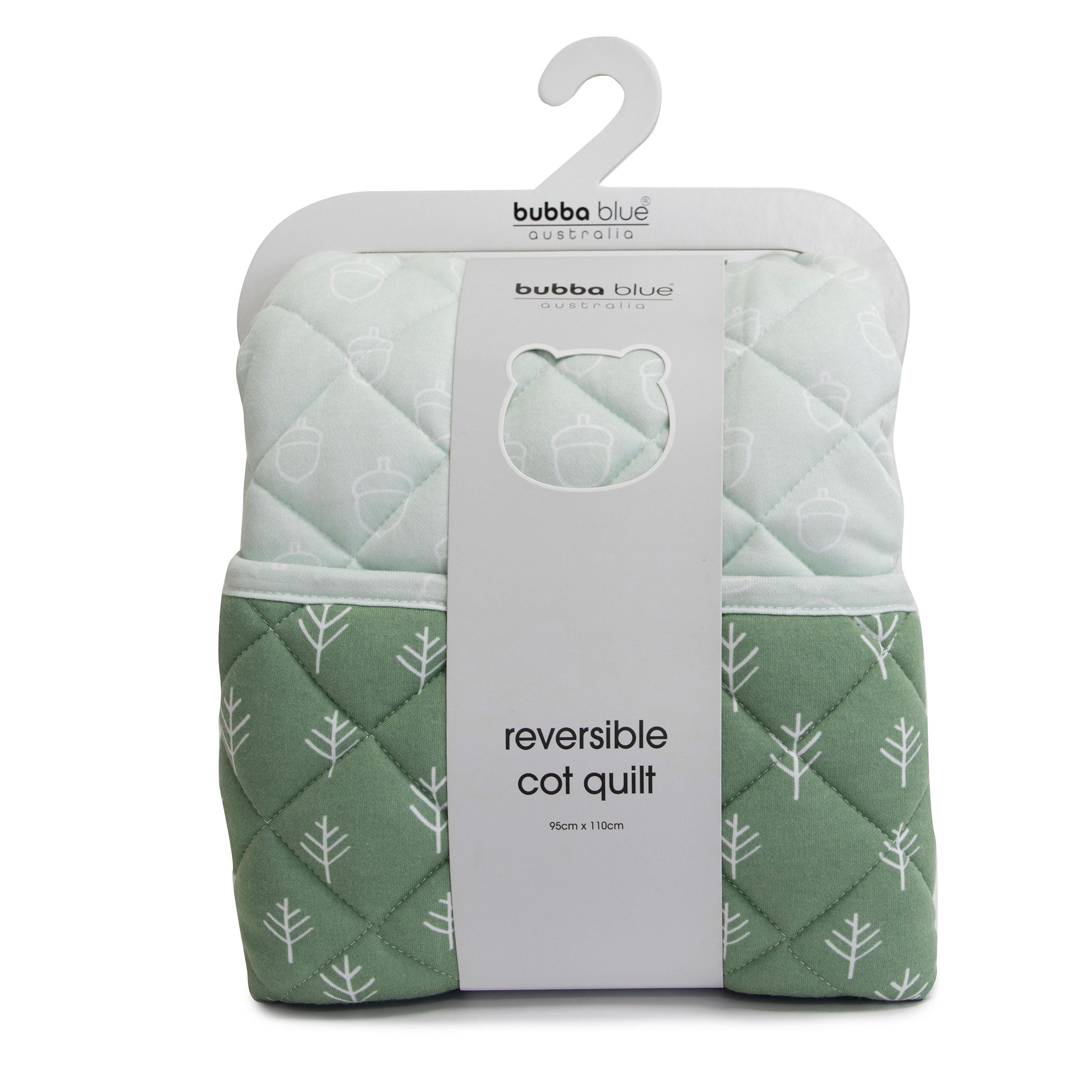 Nordic Reversible Cot Quilt - Avocado & Forest Green Baby Blanket for Crib, Nursery, and Travel | Soft & Breathable Cotton for Newborns & Toddlers