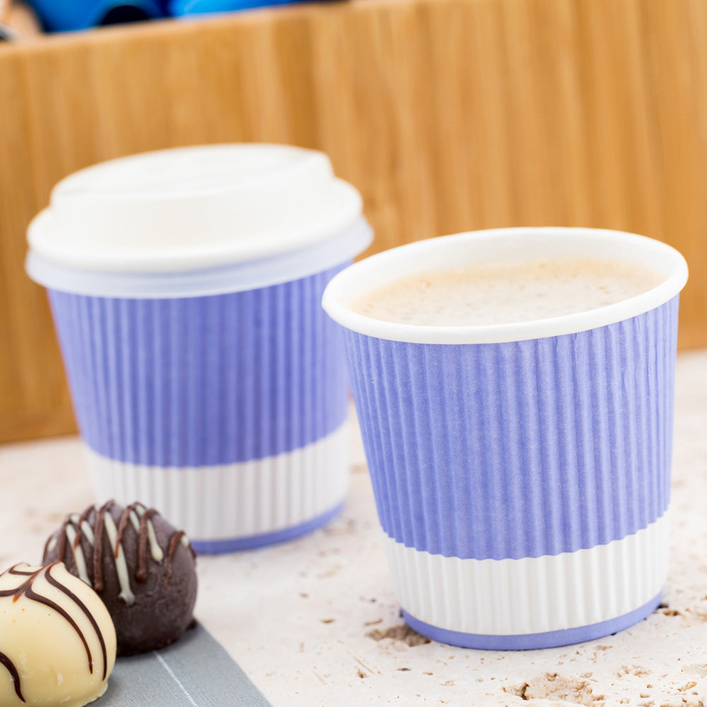 4 oz Light Purple Ripple Wall Paper Coffee Cups - 25 Count Box (2.5