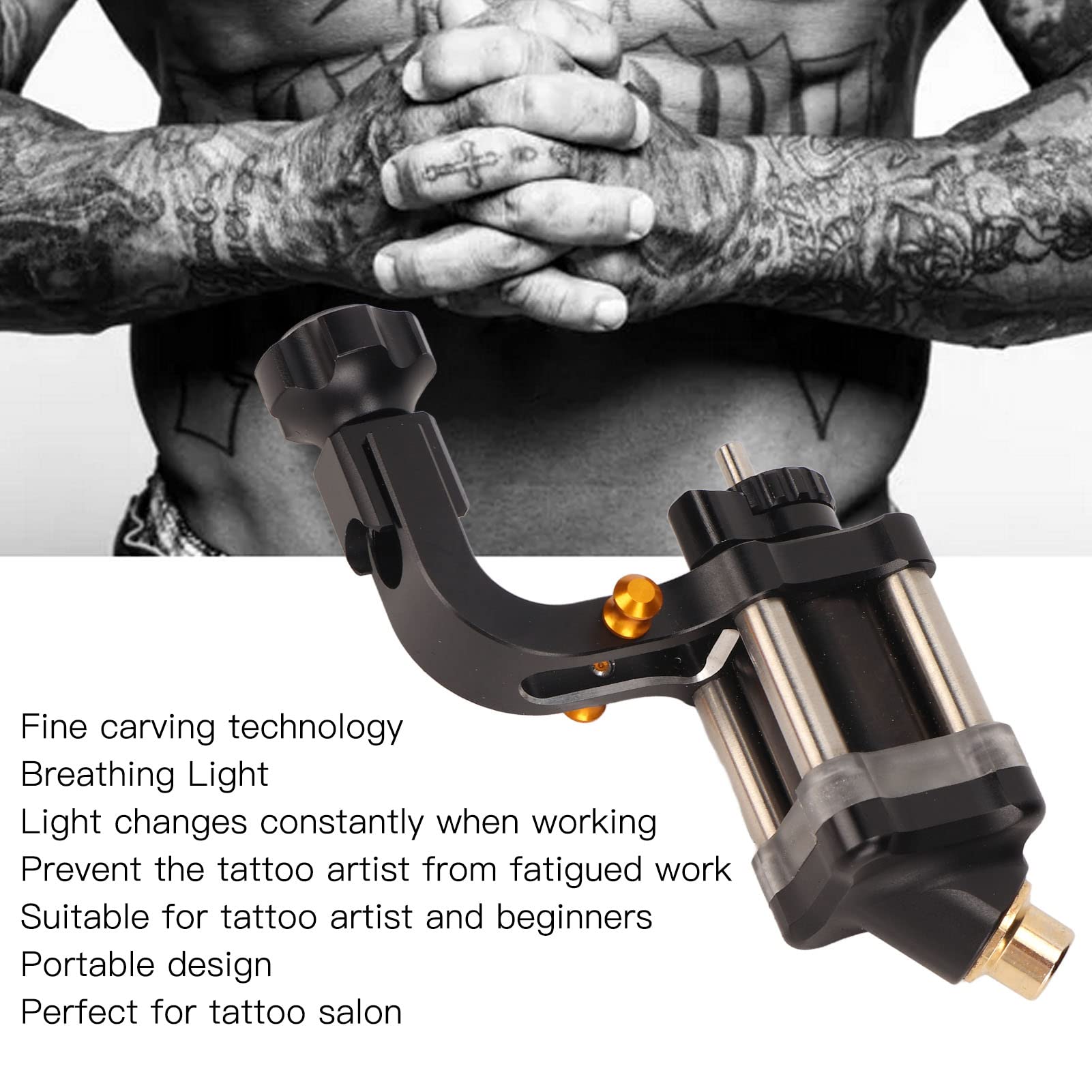 Professional Tattoo Machine - Portable Ergonomic Space Aluminum Tattoo Gun for Artists & Salon Use - Perfect for Tattooing, Permanent Makeup & Body Art (Black)