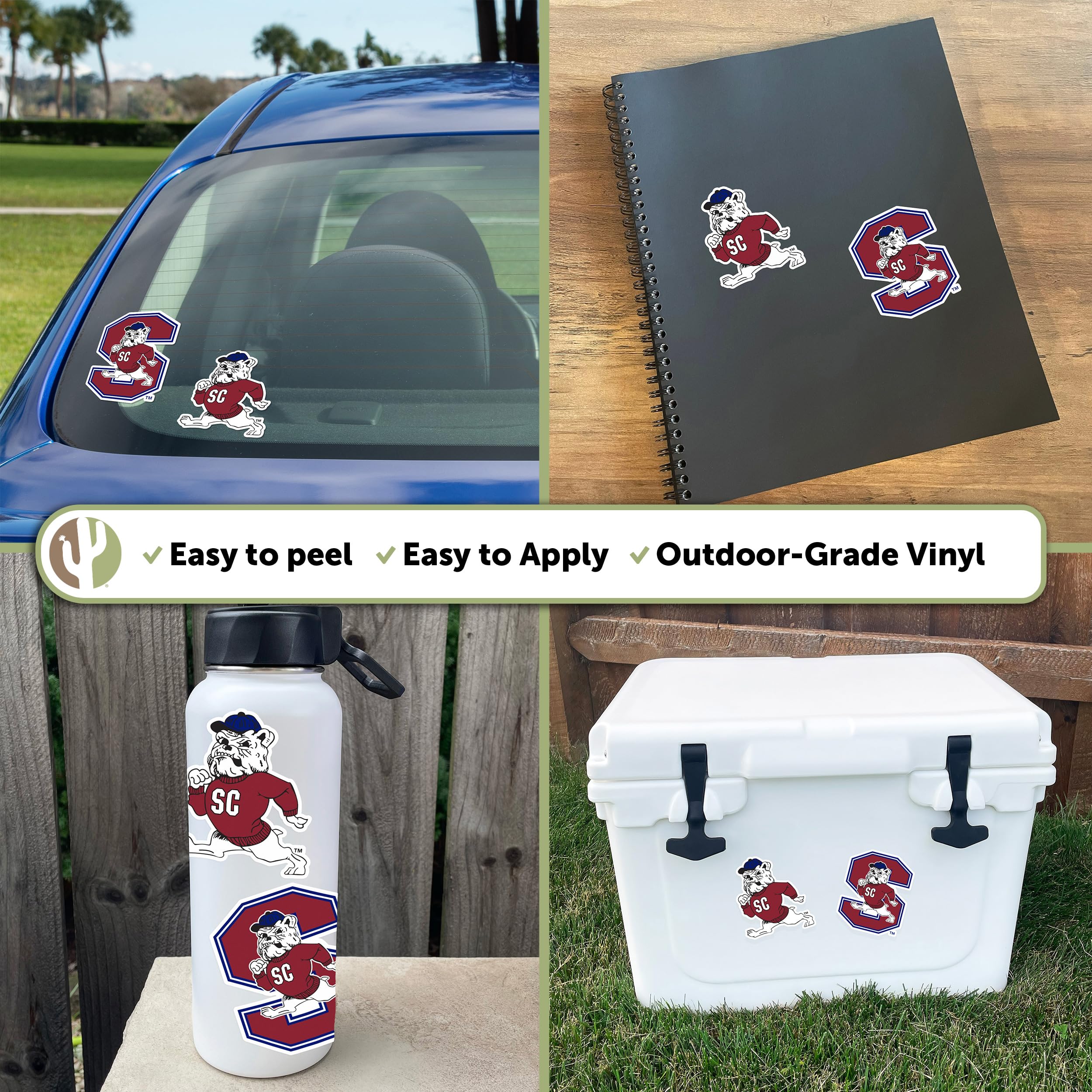 SCSU Bulldogs Vinyl Decal Sticker Set (4 Inch) - Desert Cactus Design for Laptop, Water Bottle, Car & Scrapbook - Perfect for South Carolina State University Fans & College Spirit Accessories