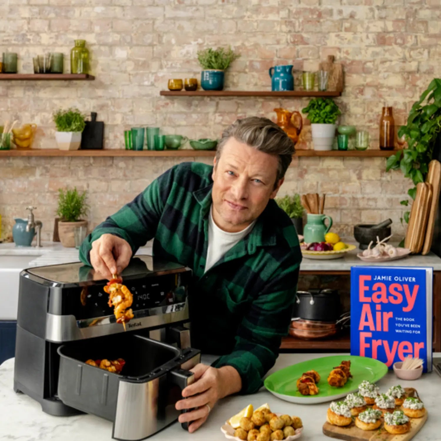 Jamie Oliver by Tefal Dual Air Fryer 8.3L EY905J - Large Capacity Healthy Oil-Free Cooking for Family Meals, Snacks & Roasts