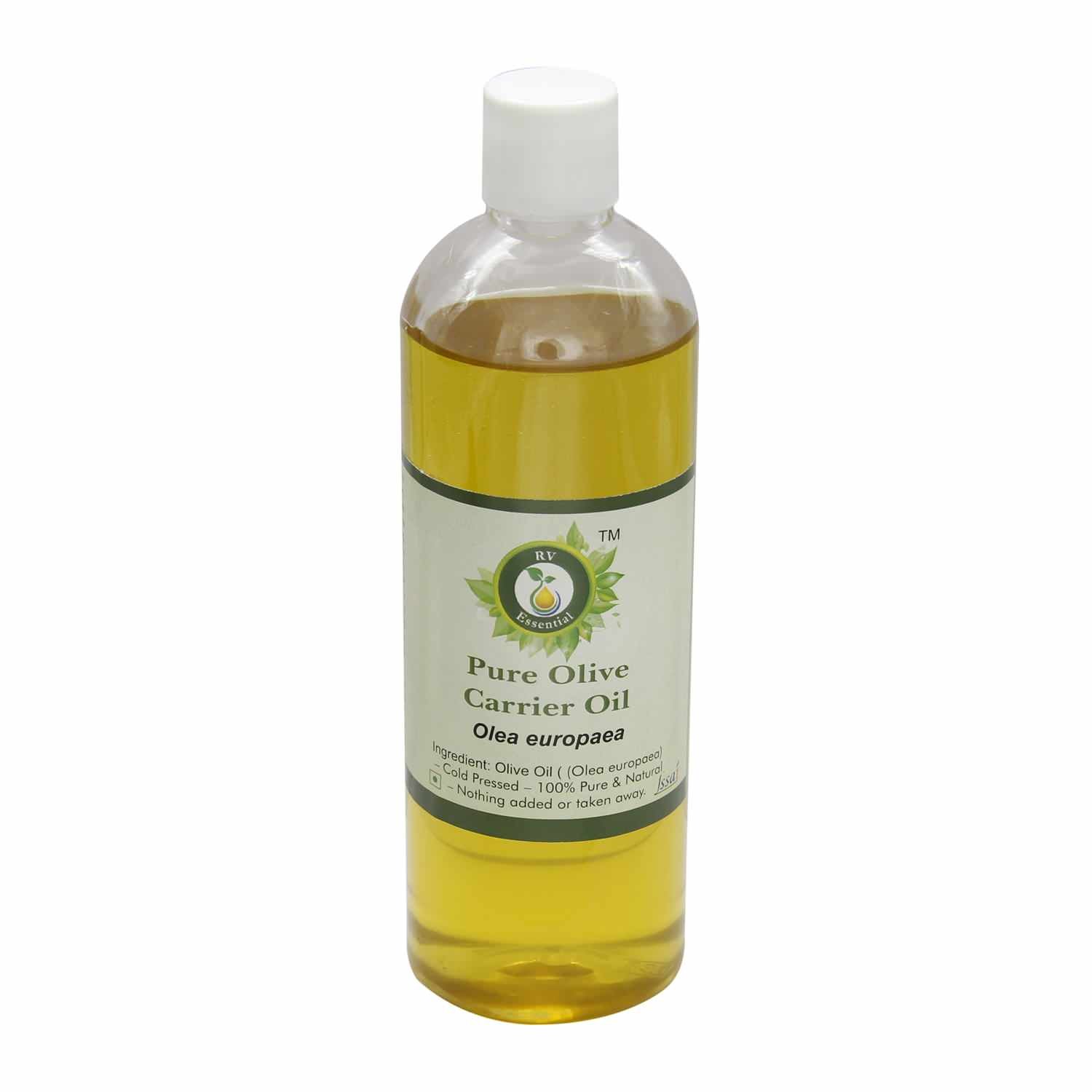100% Pure & Natural Cold Pressed Olive Carrier Oil - R V Essential Olea Europaea (100ml) for Skin Care, Hair Treatment & Massage Therapy
