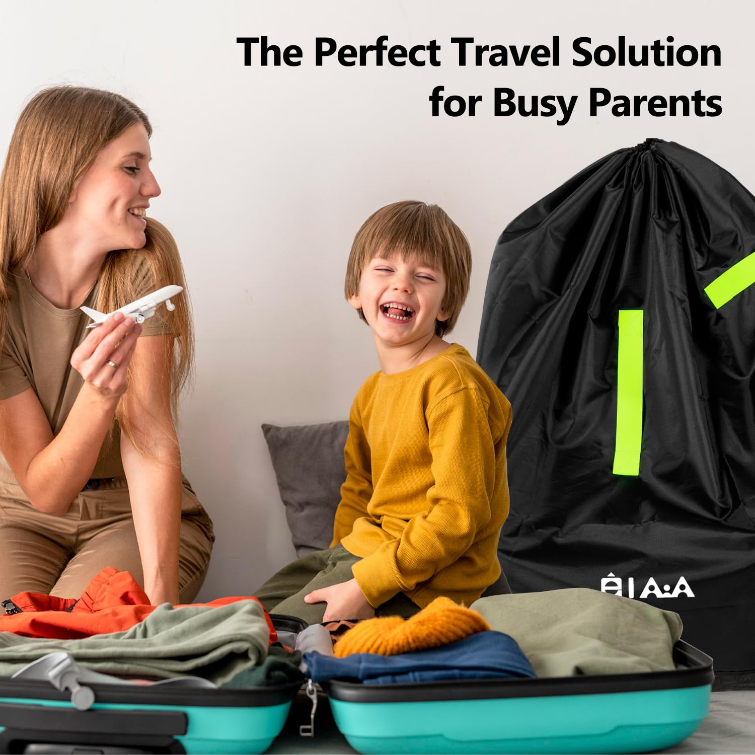 Elaia Waterproof Wearable Car Seat Travel Bag with Adjustable Straps - Large Capacity Airplane Check Bag for Infants | Perfect for Air Travel, Family Vacations & Baby Gear Protection