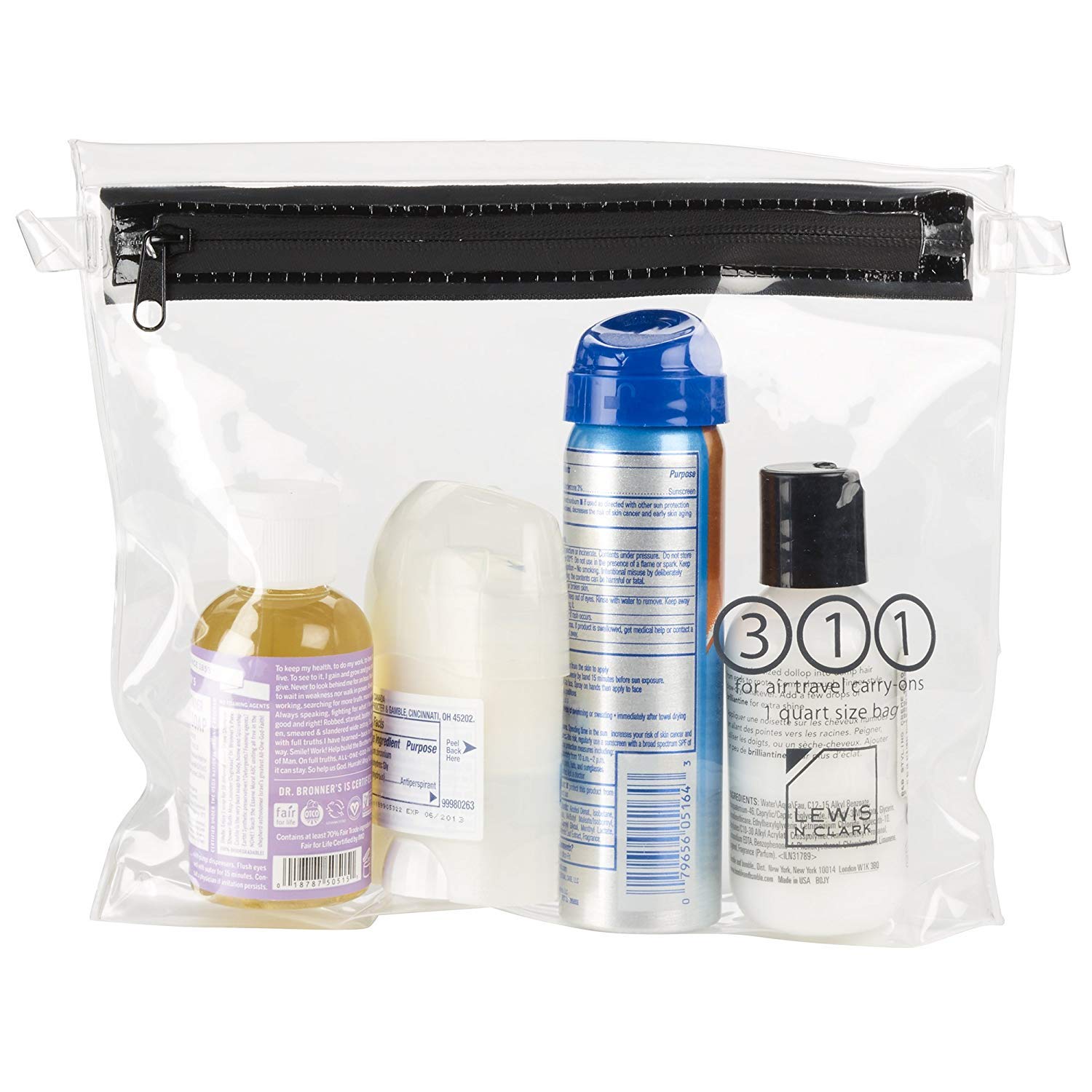 Lewis N. Clark TSA Approved 1qt Clear Toiletry Bag for Women & Men - Travel Organizer Pouch for Cosmetics, Liquids & Essentials | Perfect for Airports, Carry-On Luggage & Weekend Trips