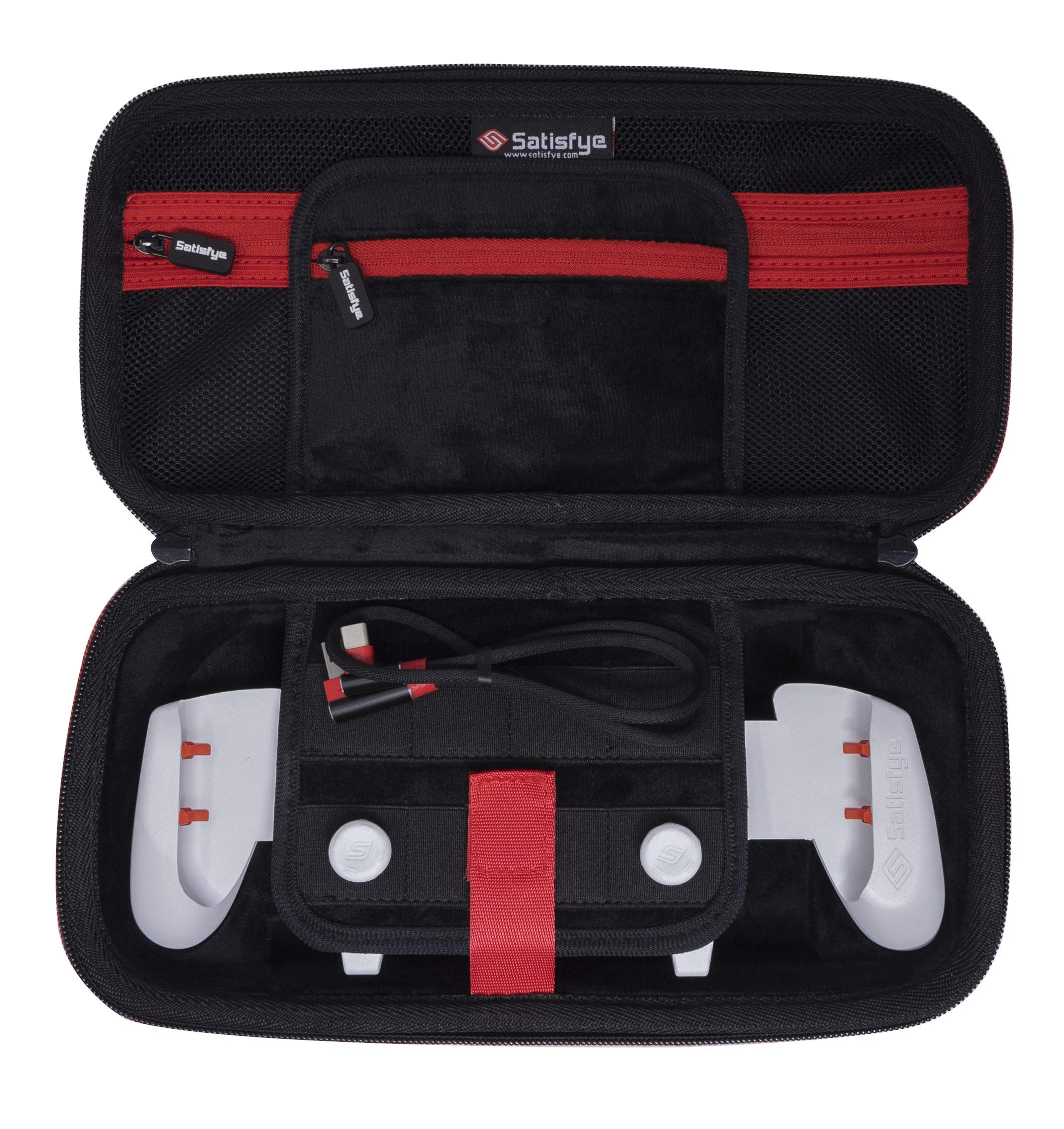 Satisfye ZenGrip Go Elite Bundle for Nintendo Switch Lite - Premium Grip, Protective Case & Low Profile USB Cable - Bonus 2 Gray Thumbsticks - Perfect for Portable Gaming & Travel Accessories