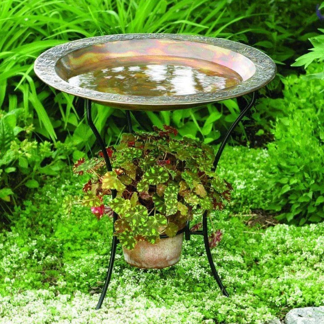 Two Tier Bird Bath - Elegant Flamed Finish for Garden Decor - Attract Birds & Enhance Outdoor Spaces