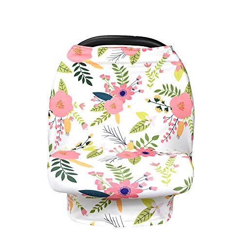 Little Duckling Co Baby Car Seat Cover & Nursing Cover - Soft Pink Floral Design for Infant Safety & Breastfeeding Privacy | Perfect for Travel, Shopping & Outdoor Activities