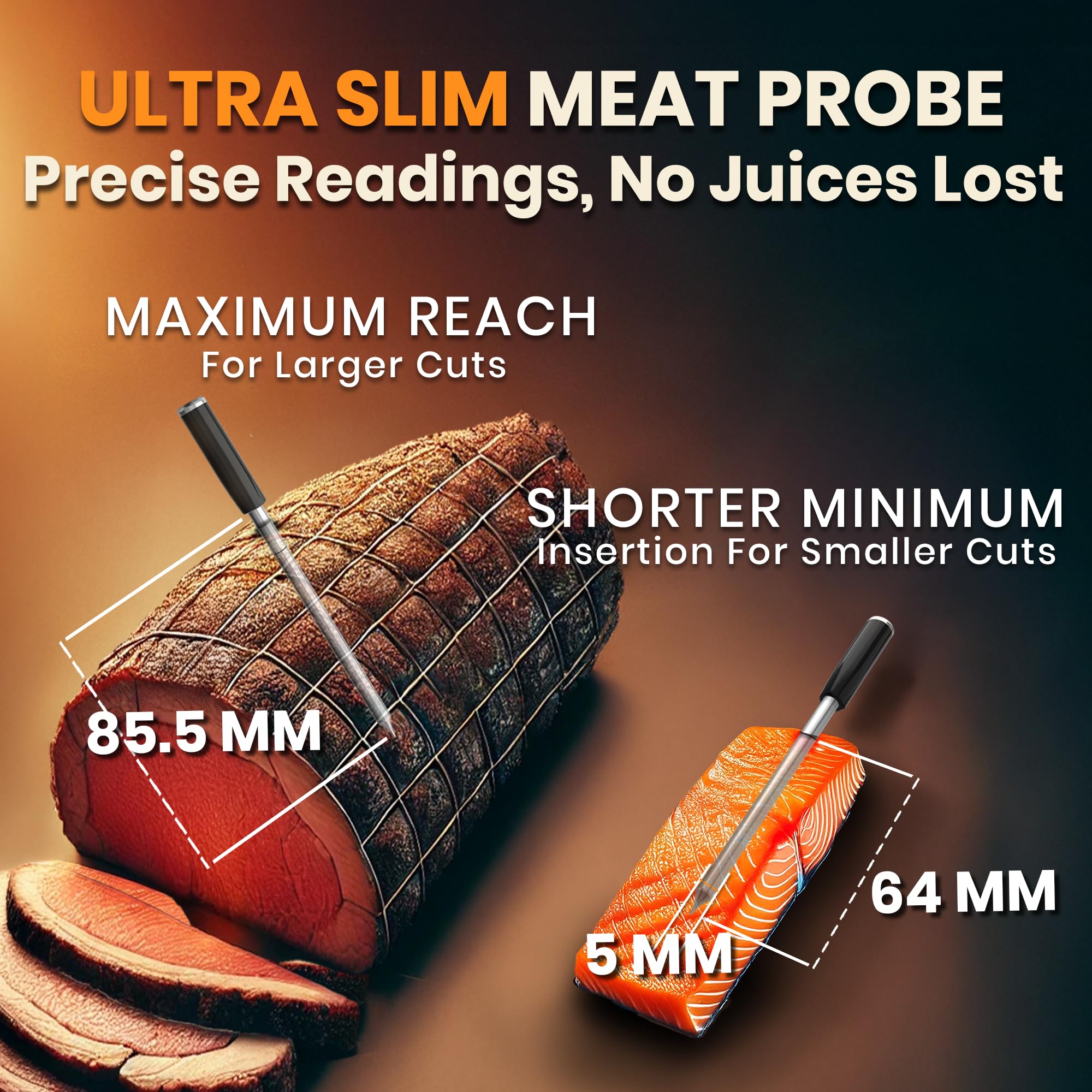 MeatStick V Wireless Meat Thermometer - 1200°F Heat Resistant Smart Digital Probe with WiFi & Bluetooth for Grilling, Smoking, BBQ, Sous Vide | Perfect for Kitchen Cooking, Oven, Air Fryer & Smoker | Ideal for Backyard BBQs, Camping & Holiday Meals