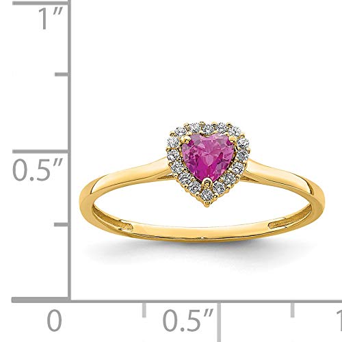 14K Yellow Gold Heart Pink & Clear Cubic Zirconia Ring - Size 7.0 | Elegant Jewelry for Valentine's Day, Anniversary & Romantic Gifts
