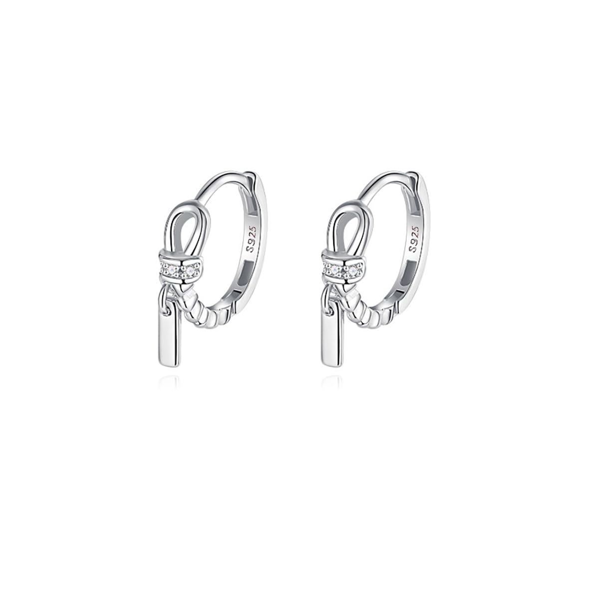 Refeer Solid 925 Sterling Silver Minimalist Hoop Earrings for Women & Teens - CZ Studded Cartilage & Helix Huggie Earrings - Perfect for Everyday Wear, Gifts & Special Occasions