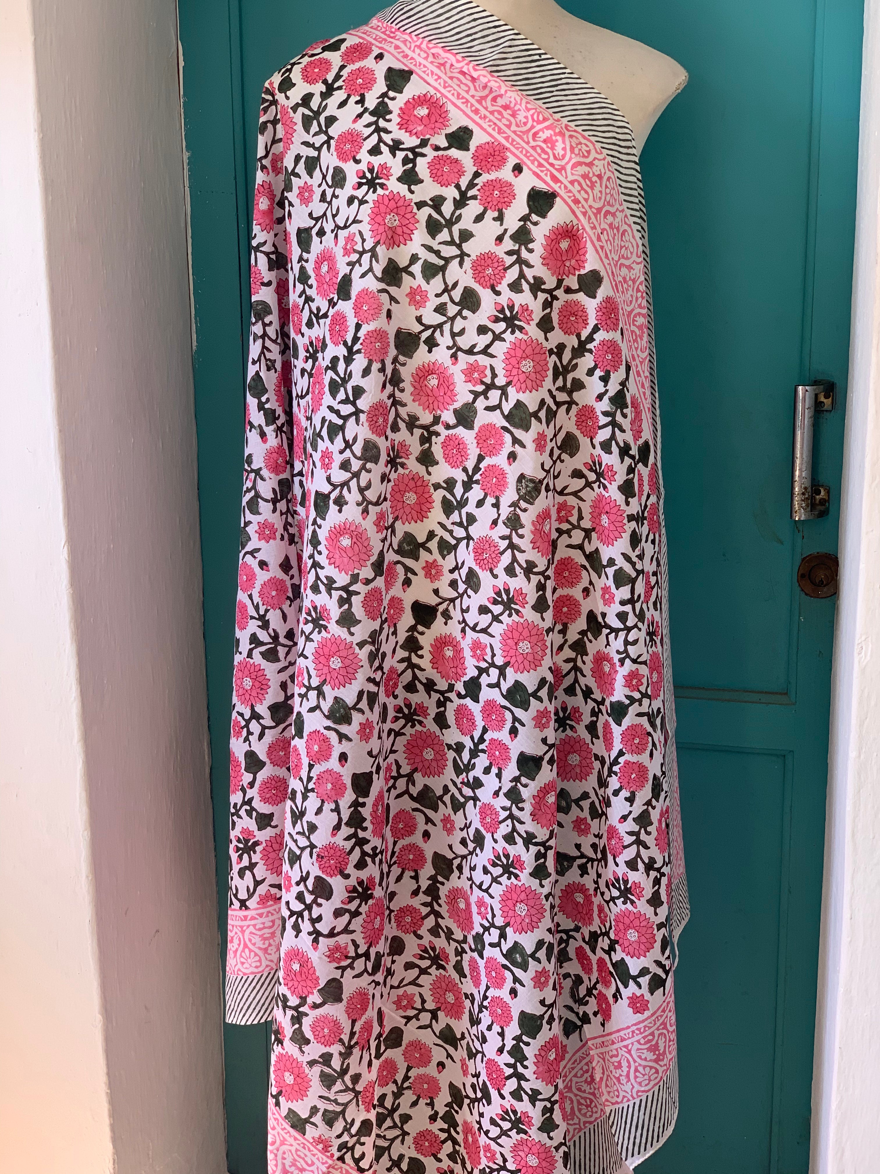Hand Block Printed Cotton Sarong Pareo - New Collection for Beach, Pool & Summer Fashion | Lightweight & Stylish Cover-Up for Women