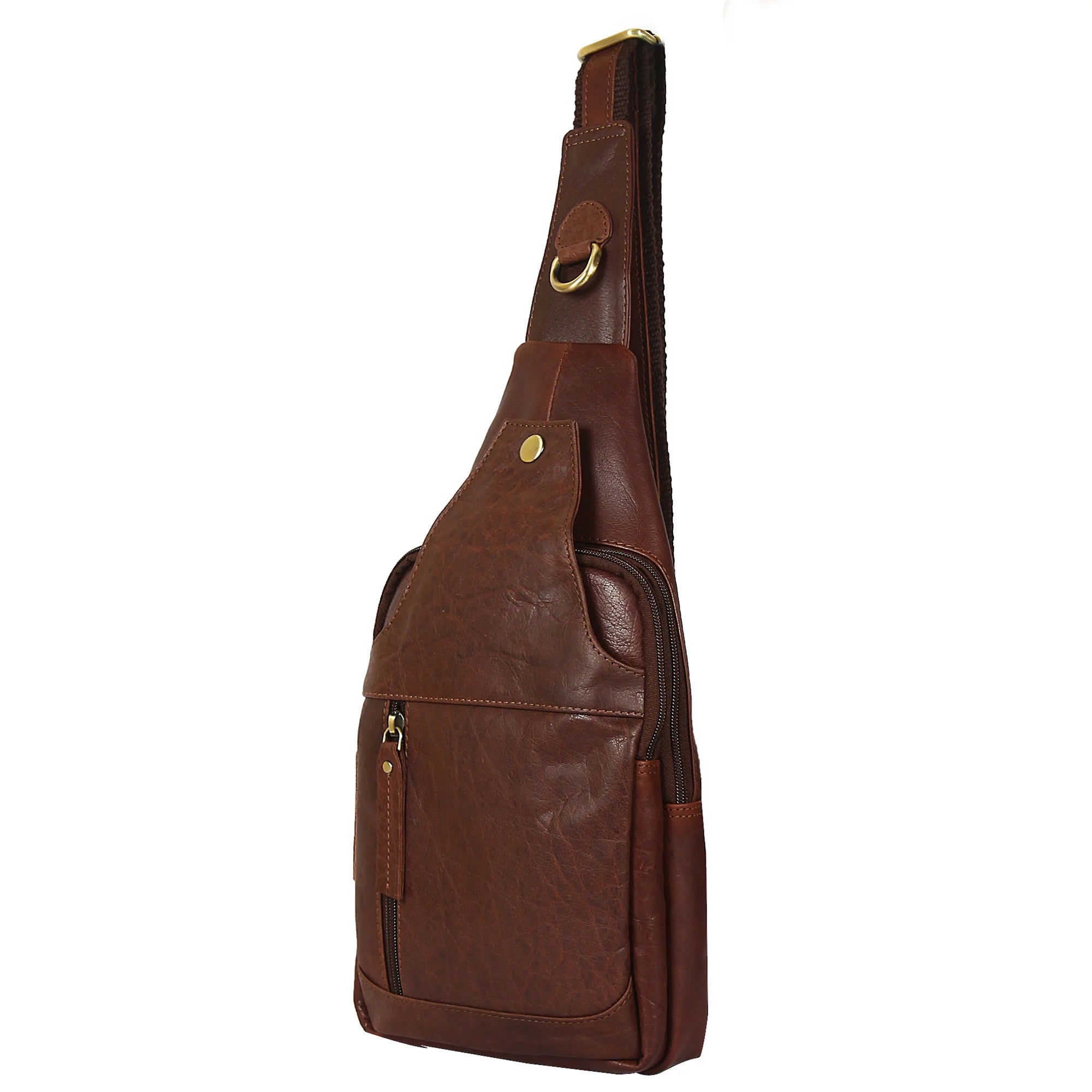 Premium Genuine Leather Sling Bag - Crossbody Chest Shoulder Backpack for Men & Women (Dark Brown) - Perfect for Travel, Hiking & Everyday Use