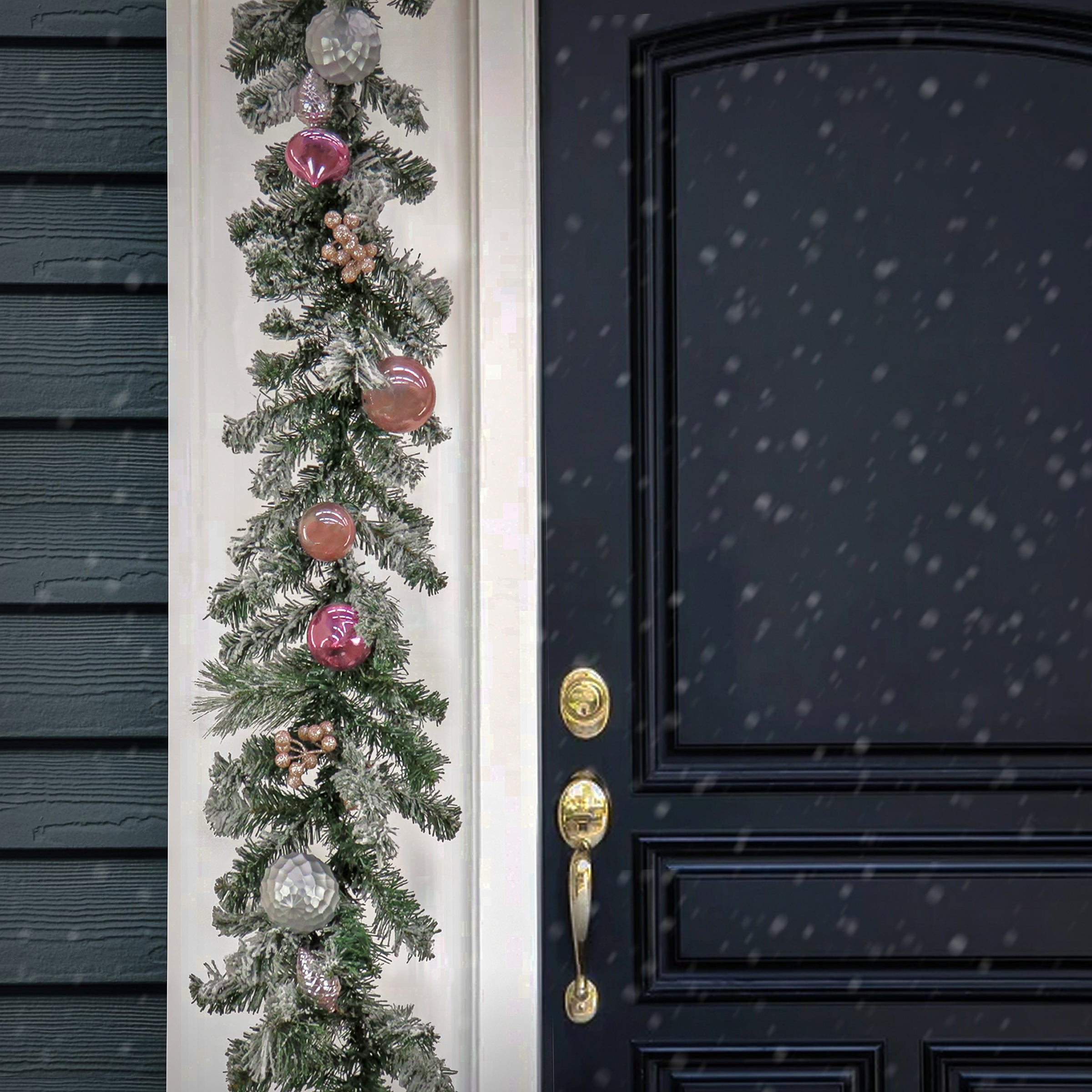 9 ft. Flocked Christmas Garland with Snow Tips - Perfect for Holiday Tree Decor, Mantel, Staircase & Fireplace Decoration