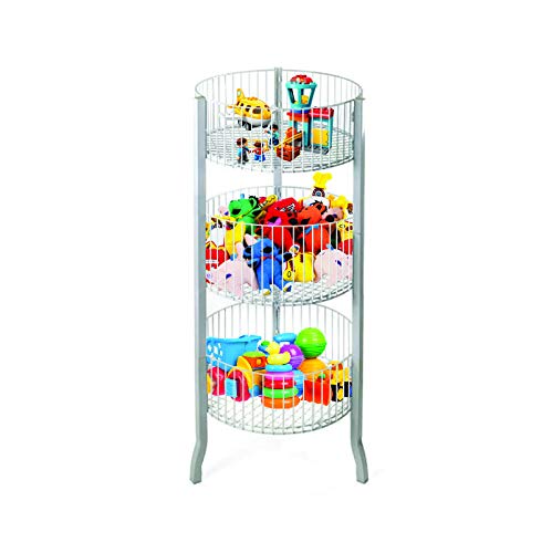 3-Tier Storage Basket Organizer - White Stackable Shelving Bin for Kitchen, Bathroom & Laundry Room Organization | Space-Saving Home & Office Storage Solution