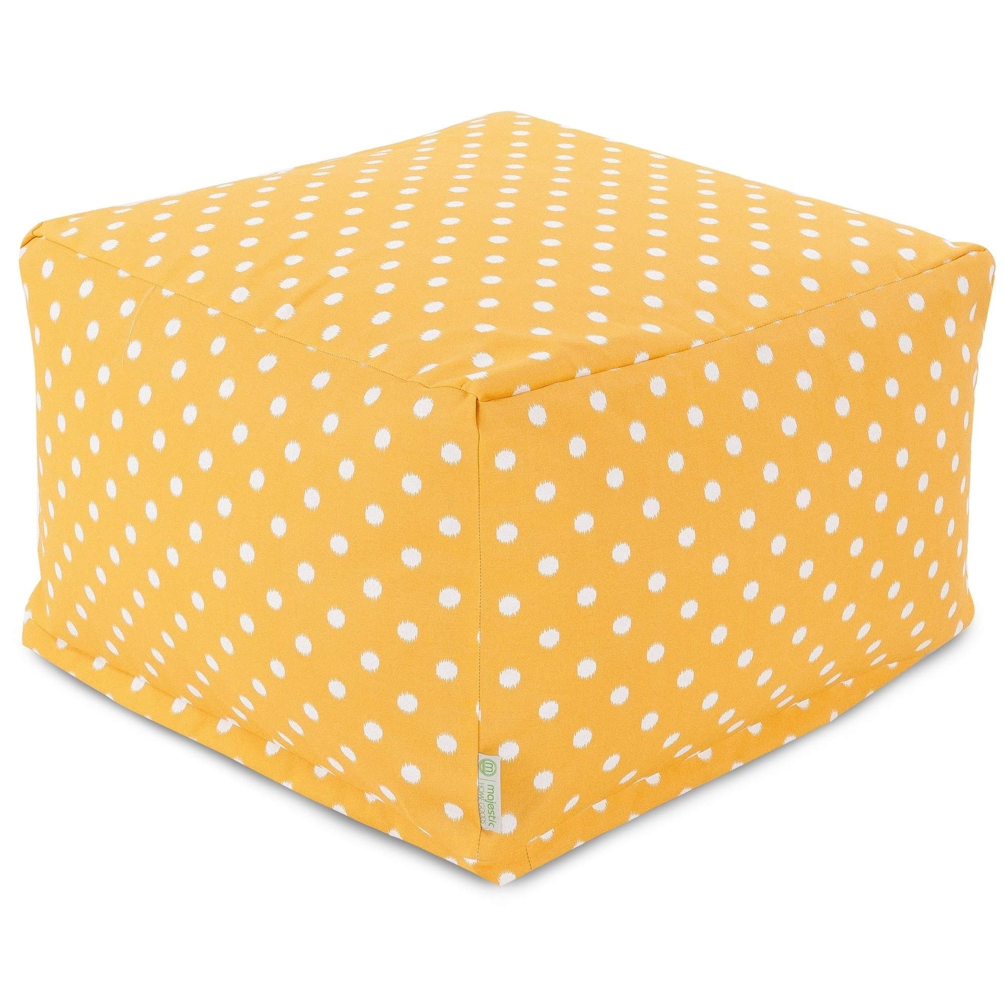 **Majestic Home Goods Large Citrus Ikat Dot Ottoman - Stylish Footrest, Extra Seating for Living Room, Bedroom & Office**