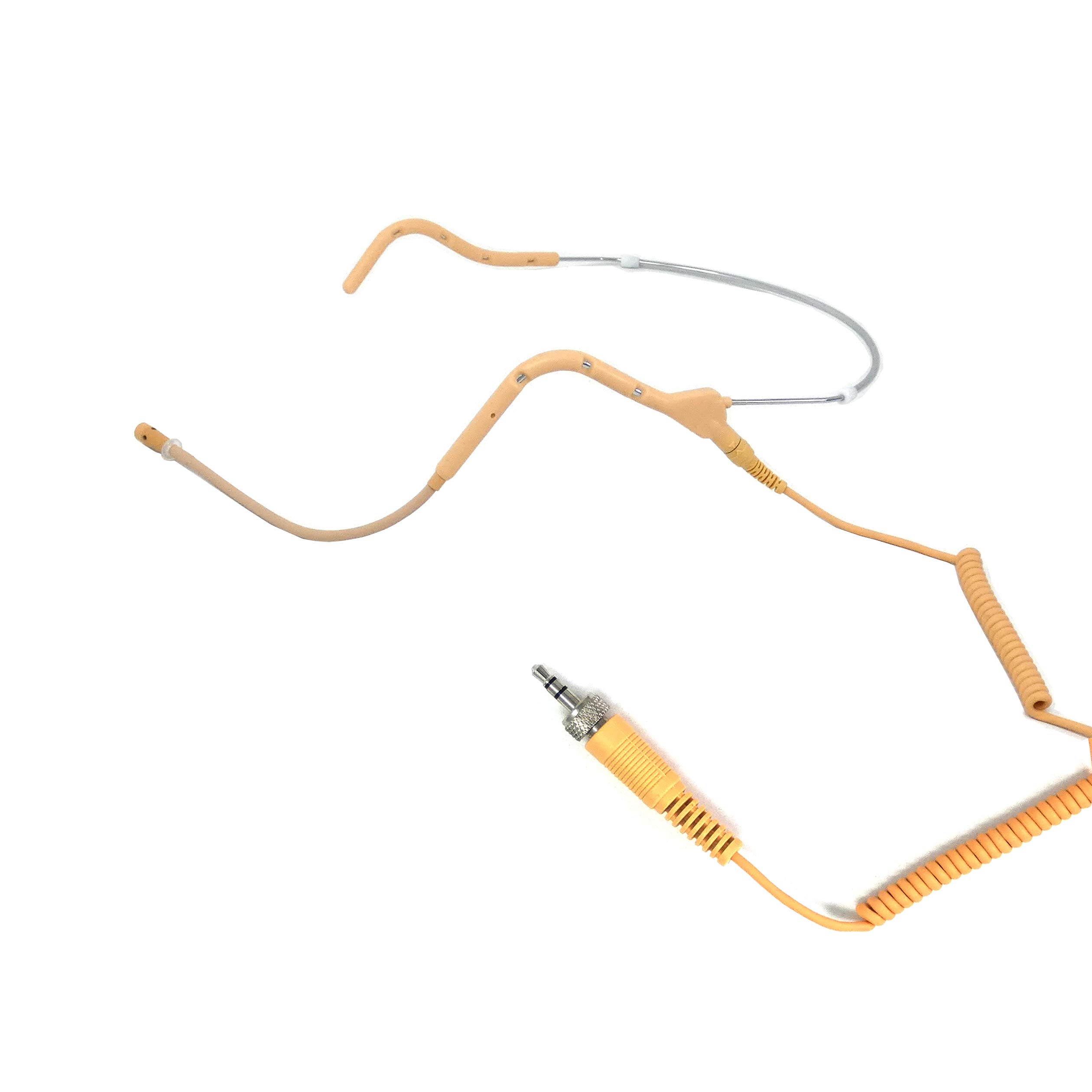 U-Voice UVG20 Professional Tan Headset Microphone with Detachable Coiled Cable - Compatible with Sennheiser Headsets - Ideal for Podcasting, Gaming & Live Streaming